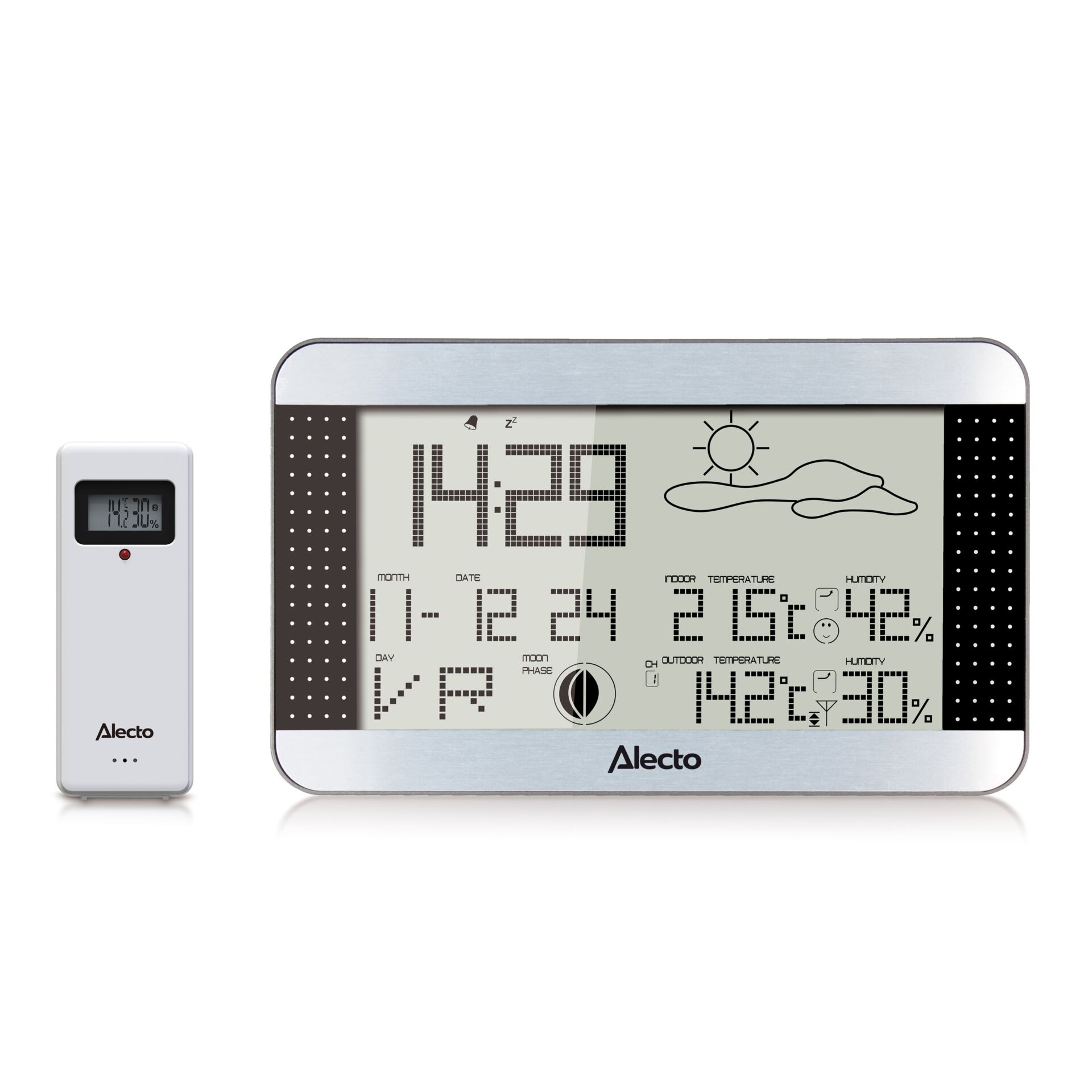digital clock, Wetterstation, LCD-Display, Schreibtischuhr, Alecto Marke
