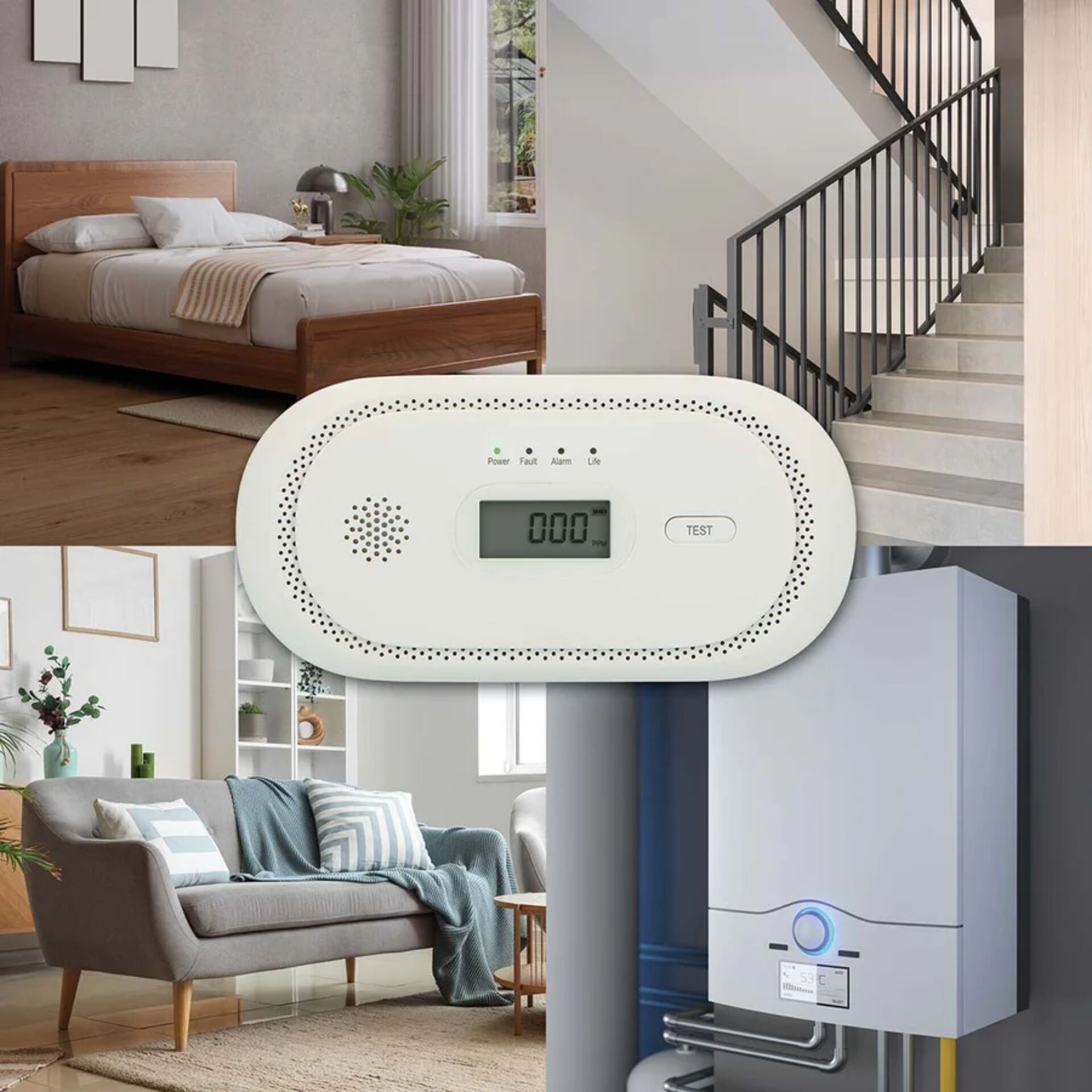 Notfallgerät, Wohnung, Wohnzimmer, Bett, Heizungsgerät