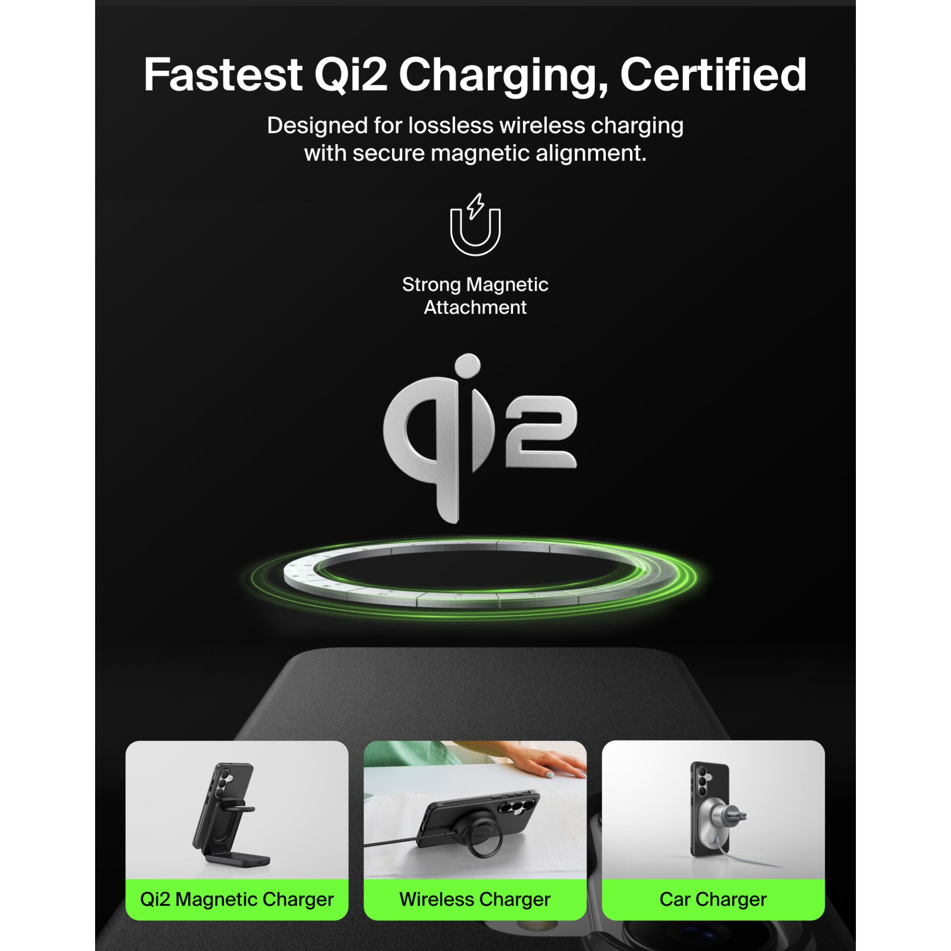 Qi2 Ladegerät, Magnetisch, kabelloses Ladegerät, Auto-Ladegerät, Lade-Dock
