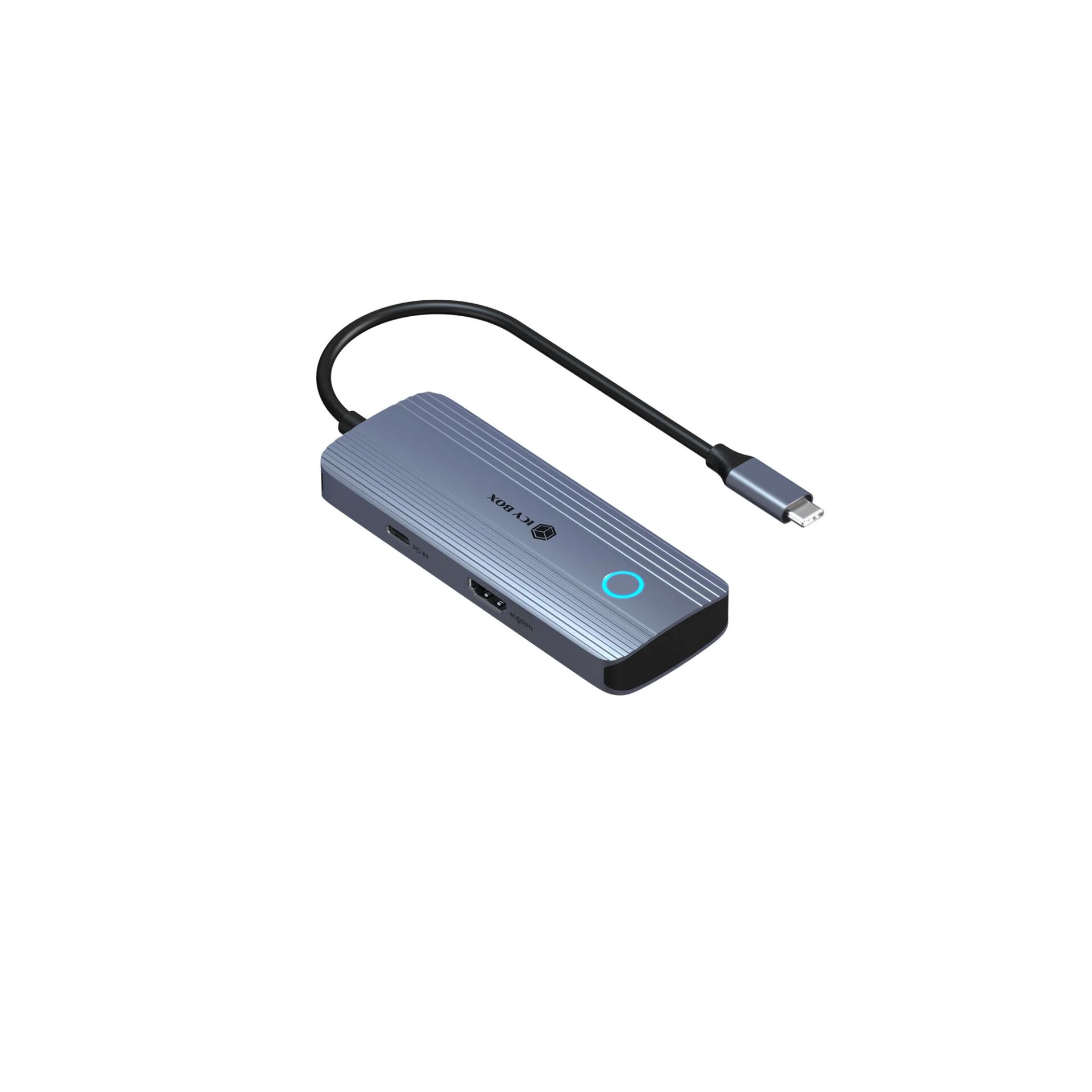 USB-C Hub, USB-C Dock, HDMI-Port, Aluminium, LED-Ring