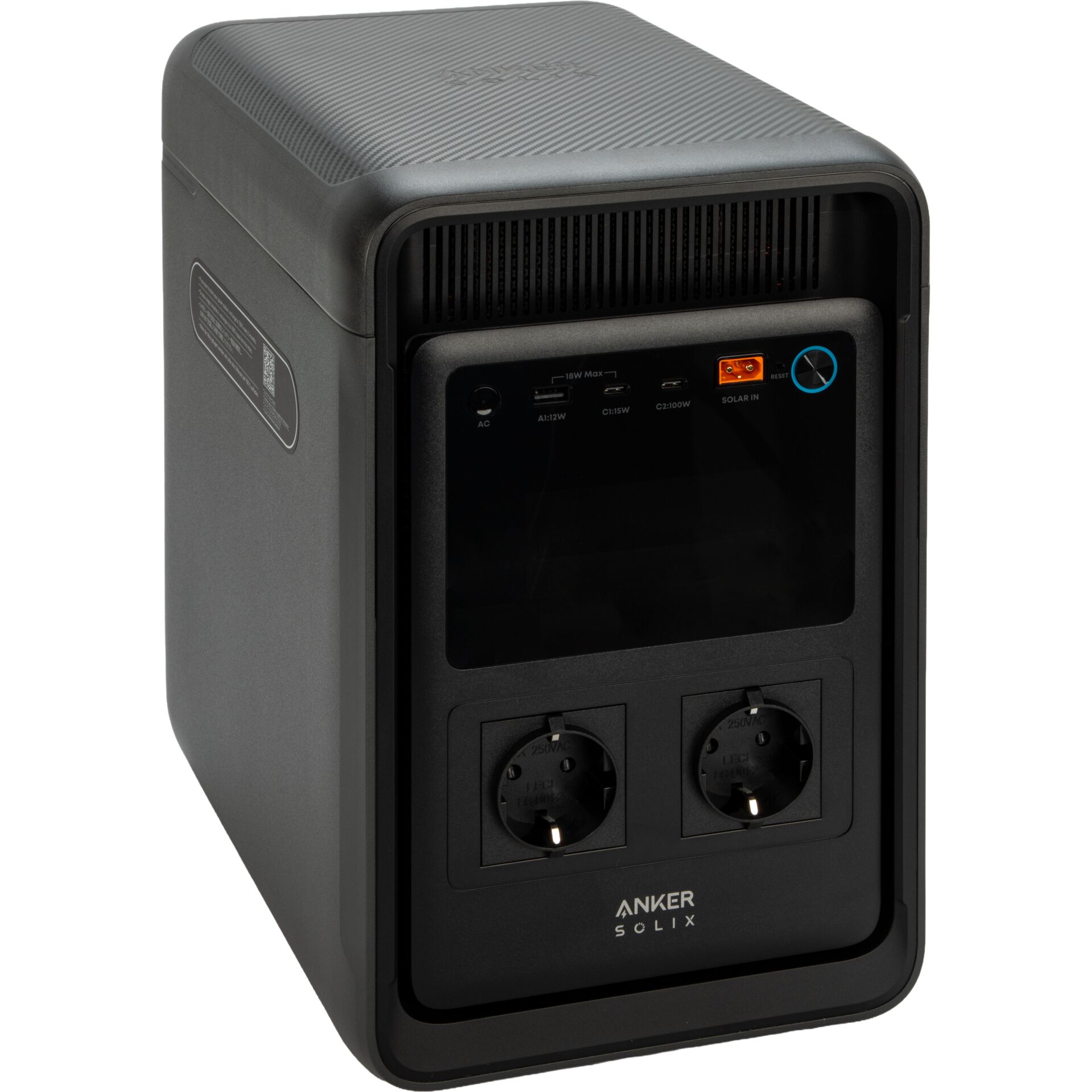 Powerstation, Solar-Ladeeingang, Steckdosen, USB-Anschlüsse, Anthrazit