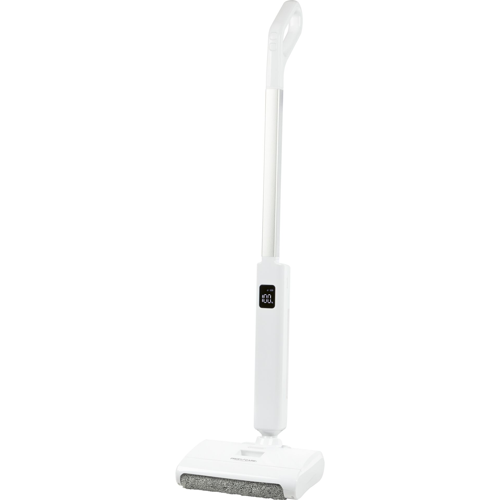 Elektrischer Bodenwischer, Akku-Wischmopp, Weiße Farbe, Display, Mikrofaserrolle