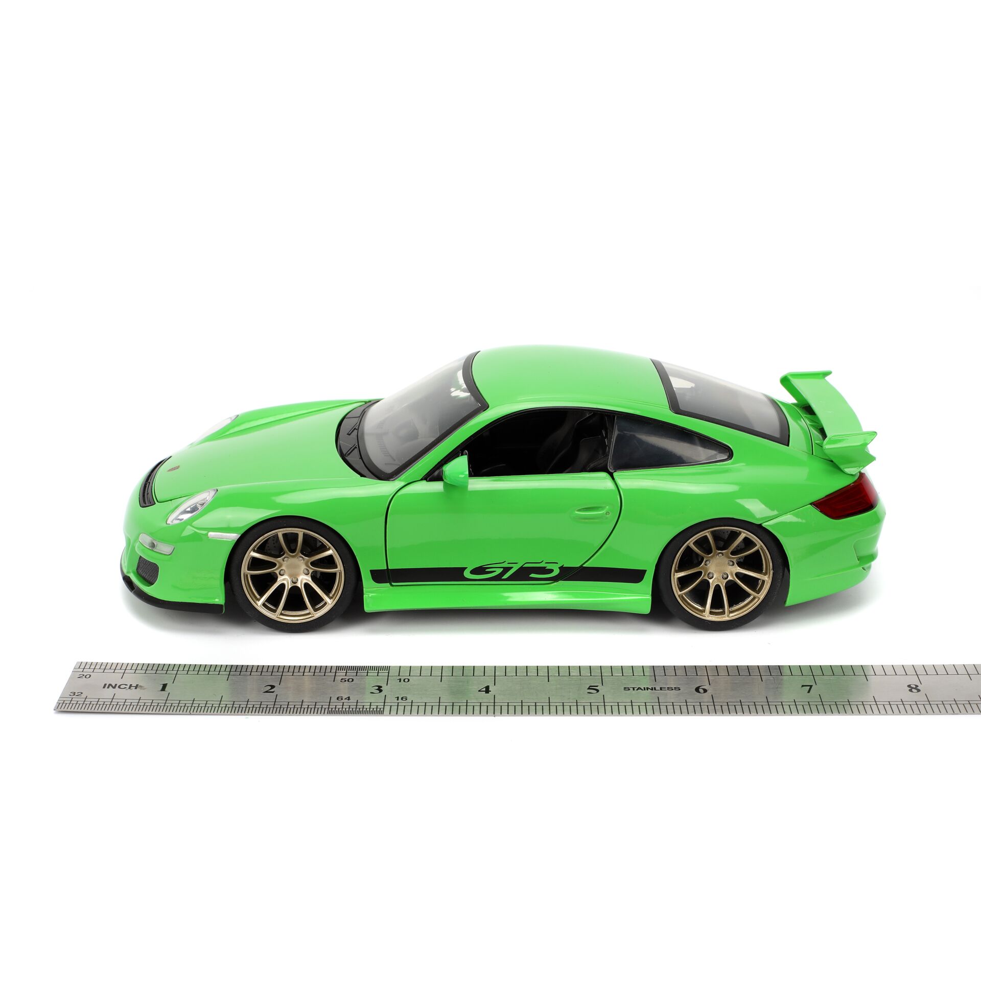 Modelauto, Grünes Auto, Porsche GT3-Anleihe, Modellauto, Rennspoiler