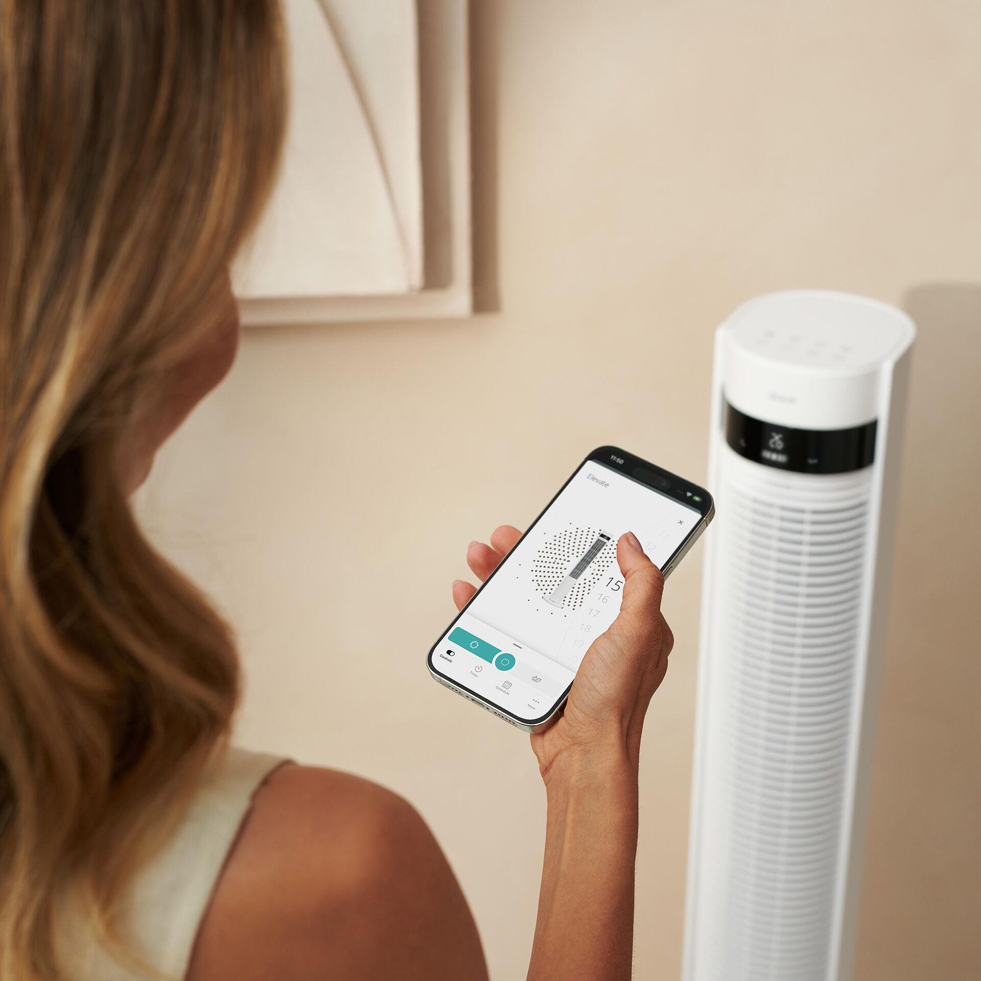 Ventilator, Turmventilator, Smart-Thermostat, Fernbedienung, Telefone App