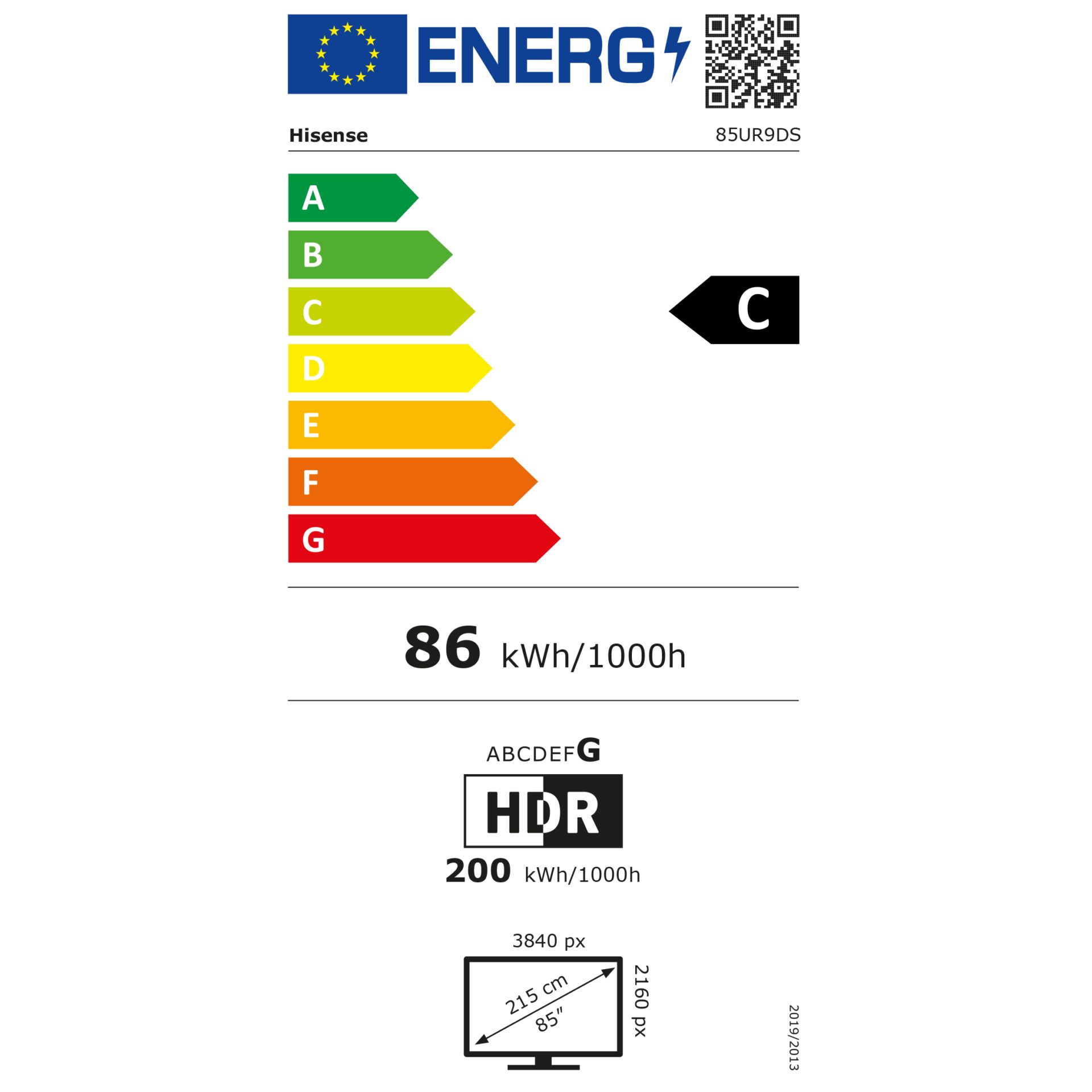 Energieeffizienz A++?, kWh-Label, HDR, LED-Display?, Abmessungen 85"?