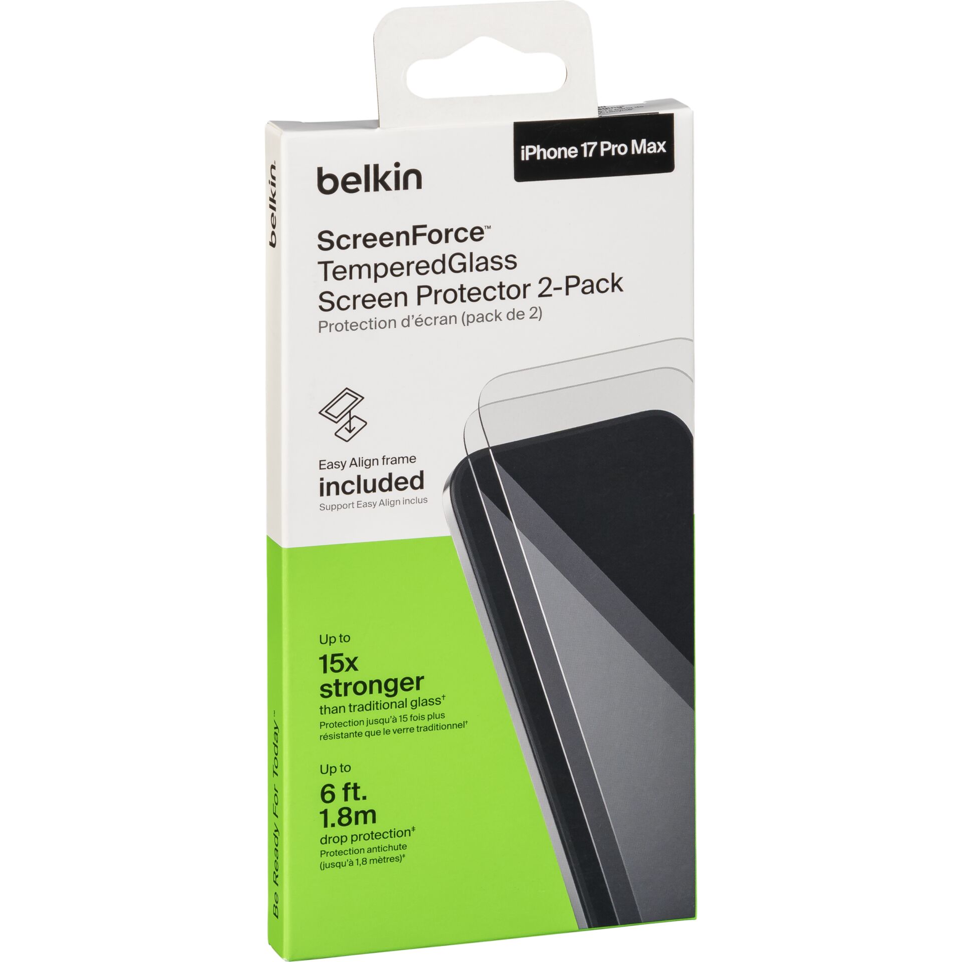 2x1 Belkin ScreenForce Temp.Gl.  Displays. iPhone 17 Max OVA227hq