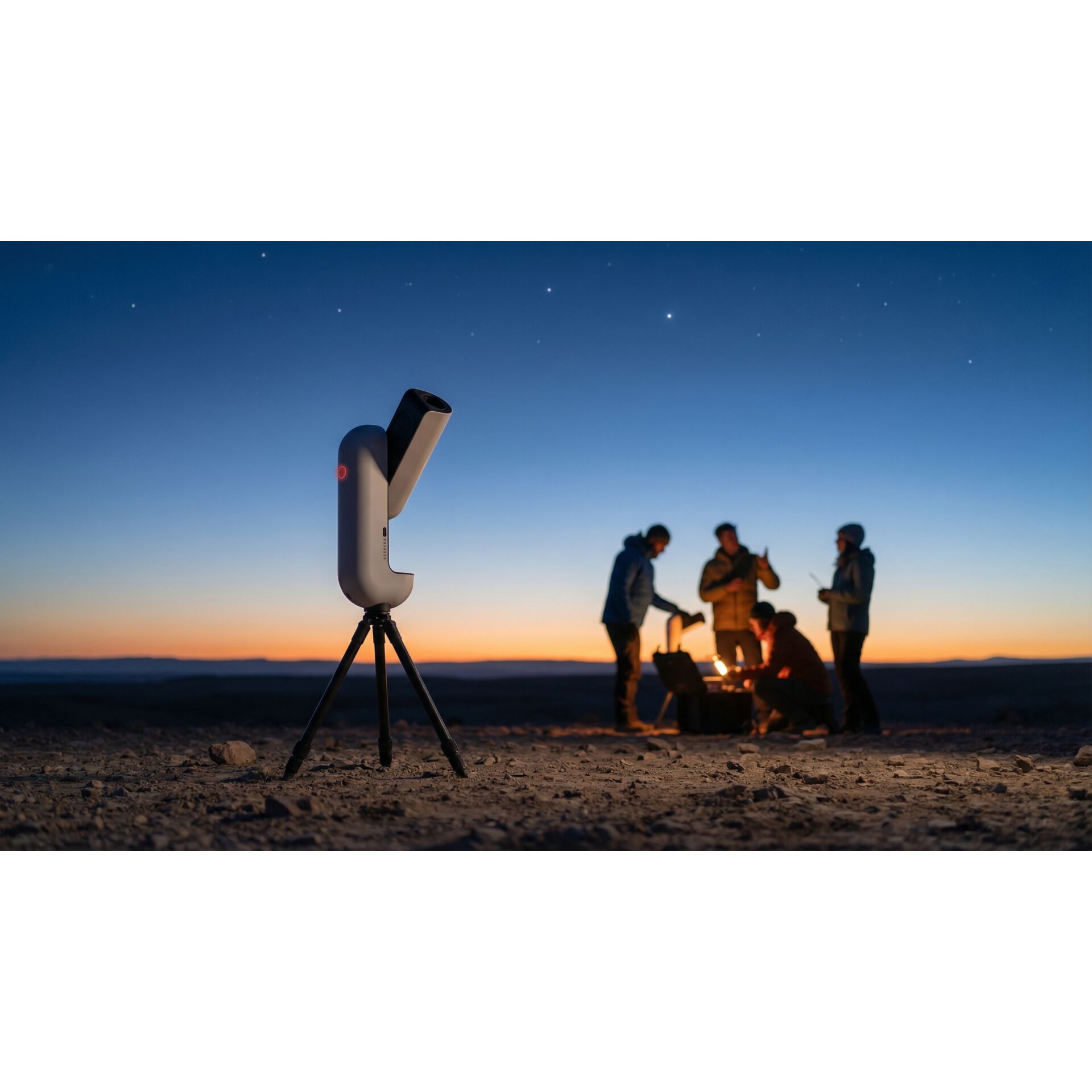 Teleskop, Stativ, Nachtaufnahme, Sternenhimmel, Campinggruppe
