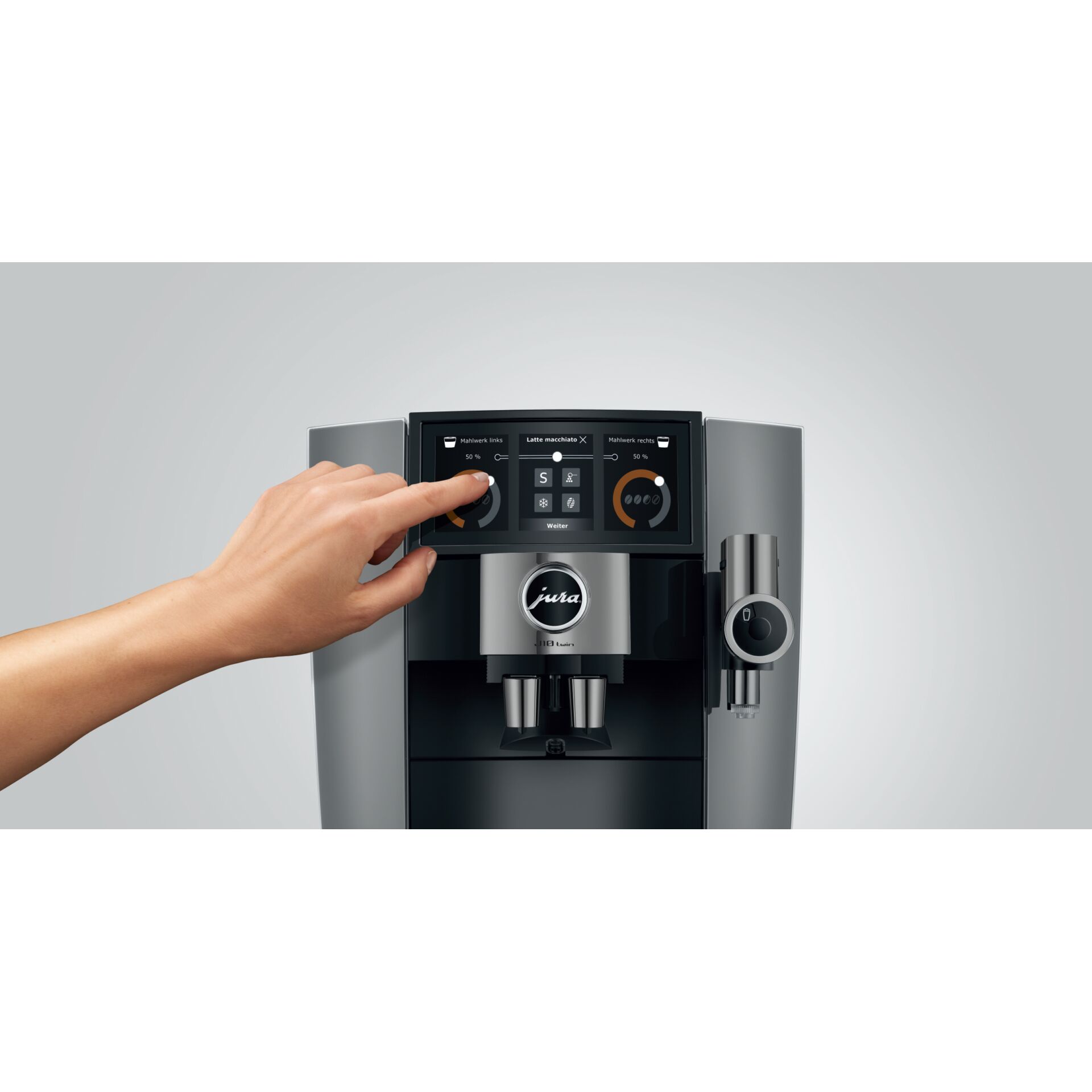 Kaffeemaschine, Milchaufschäumer, Touchscreen, Edelstahl, Dampfstoß