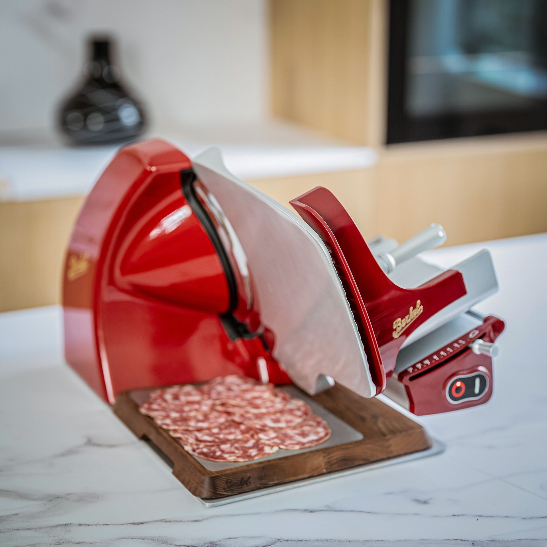 Salami, Slicer, Pizza Beläge, Rotes Gerät, Küchenzubehör