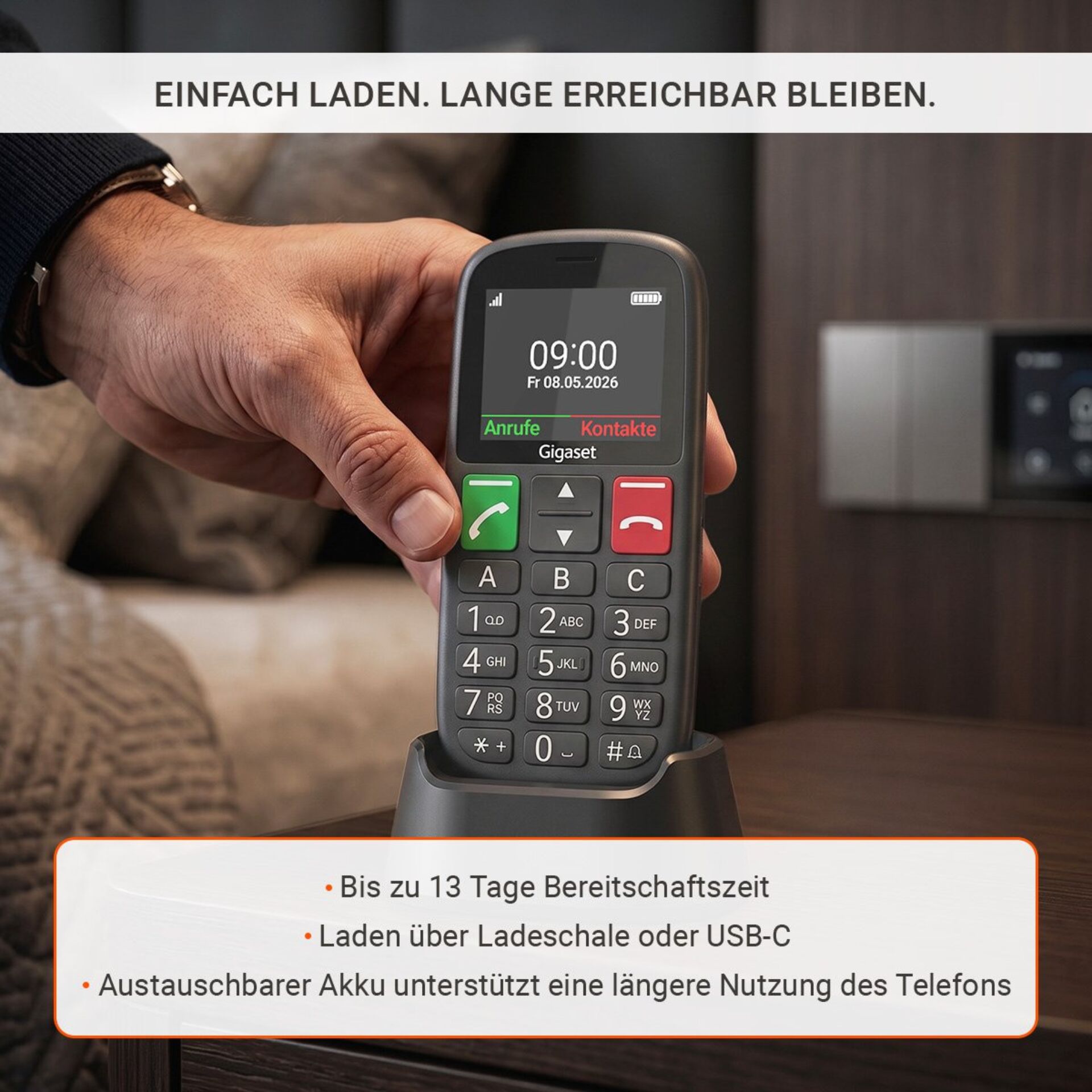 Mobiltelefon, Kfz-Ladegerät, Gigaset, Tastatur, USB-C