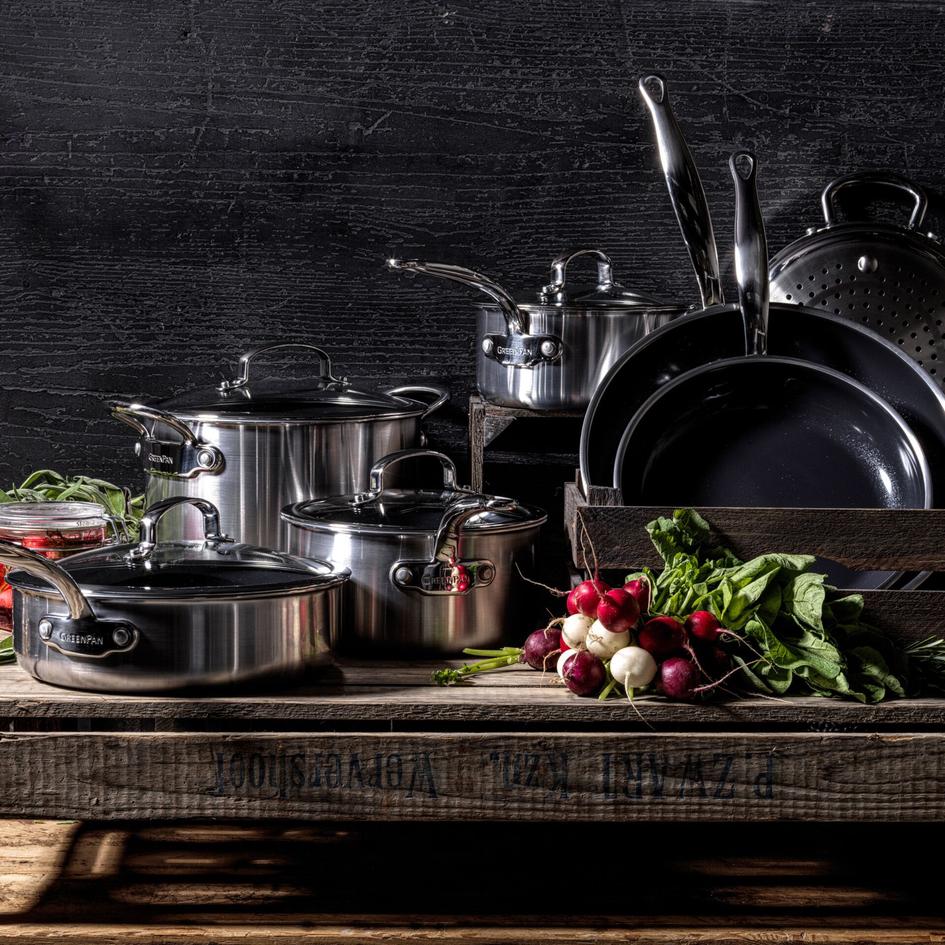 Kochtopf-Set, Edelstahl, Pfannen, Backen, Rettich