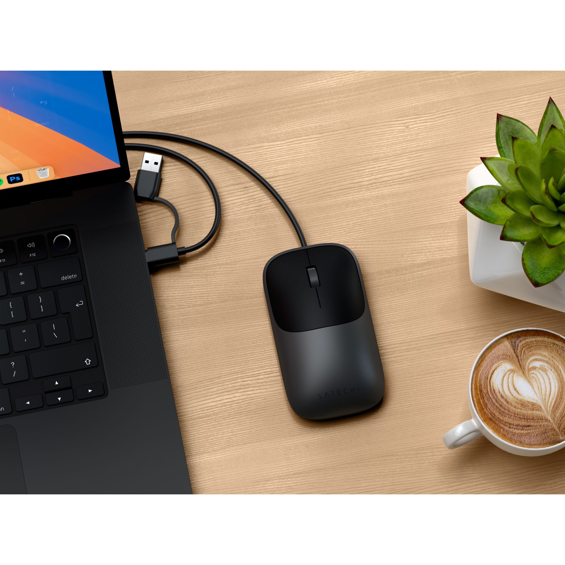 Laptop, Maus, Drahtlos, USB-C, Schreibtisch-Setup