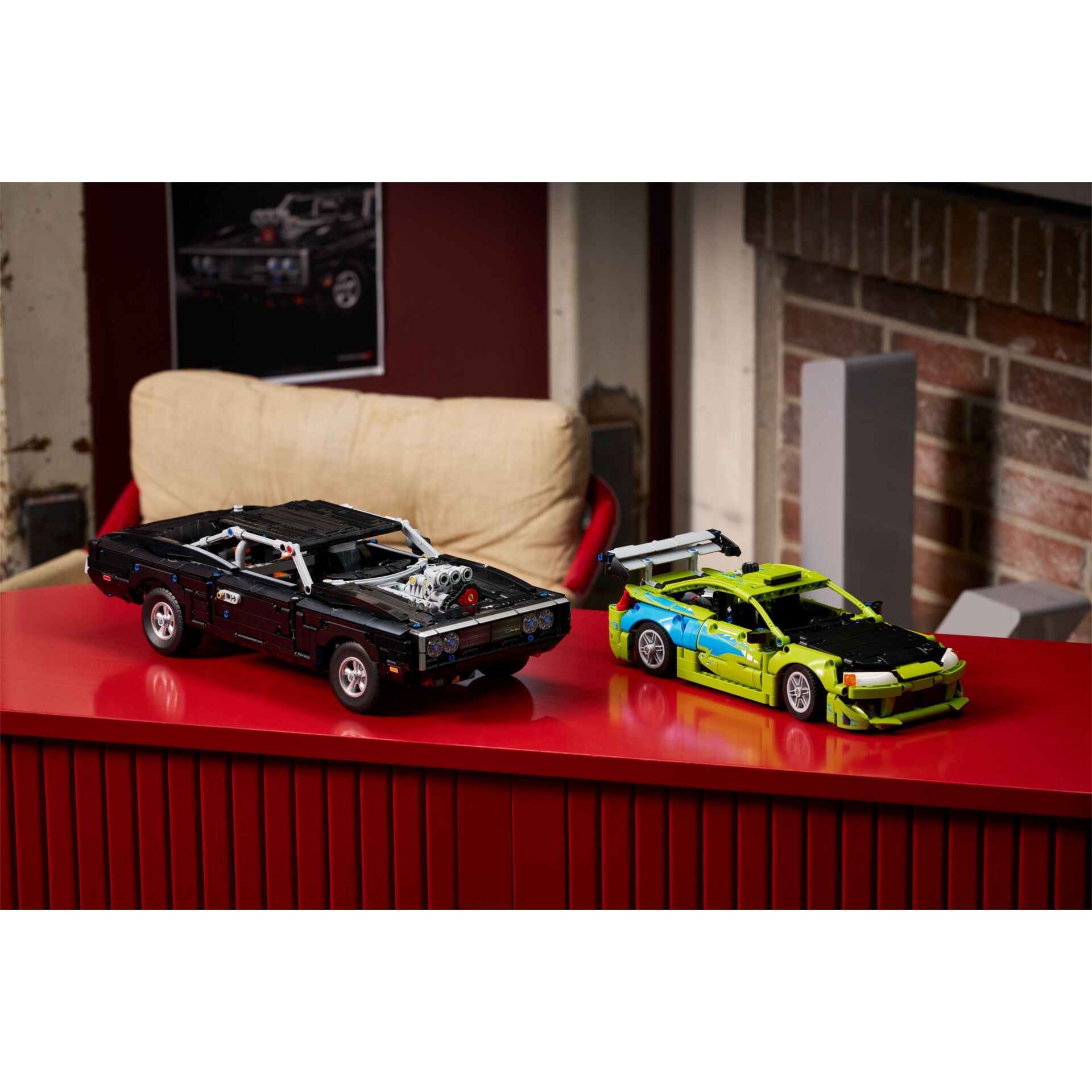 Modelle autos, LEGO Steine, Sportwagen, Dunkelblau, Grünes Auto
