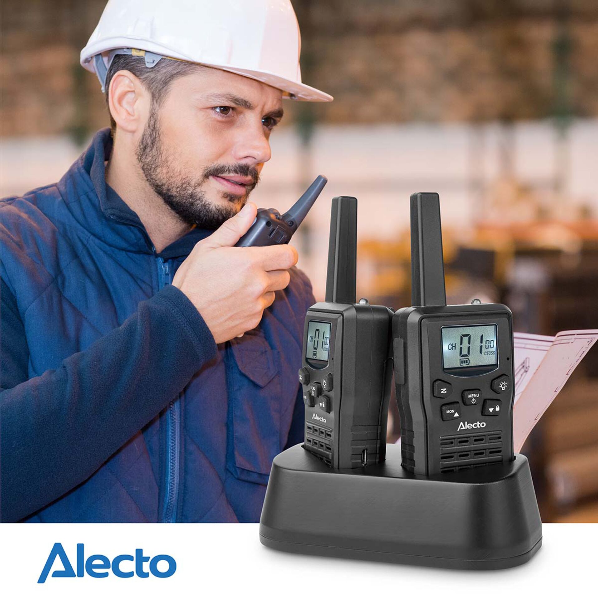 Walkie‑talkie, Zweiwege‑Funkgerät, Wiederaufladbar, LED‑Anzeige, Ladestation