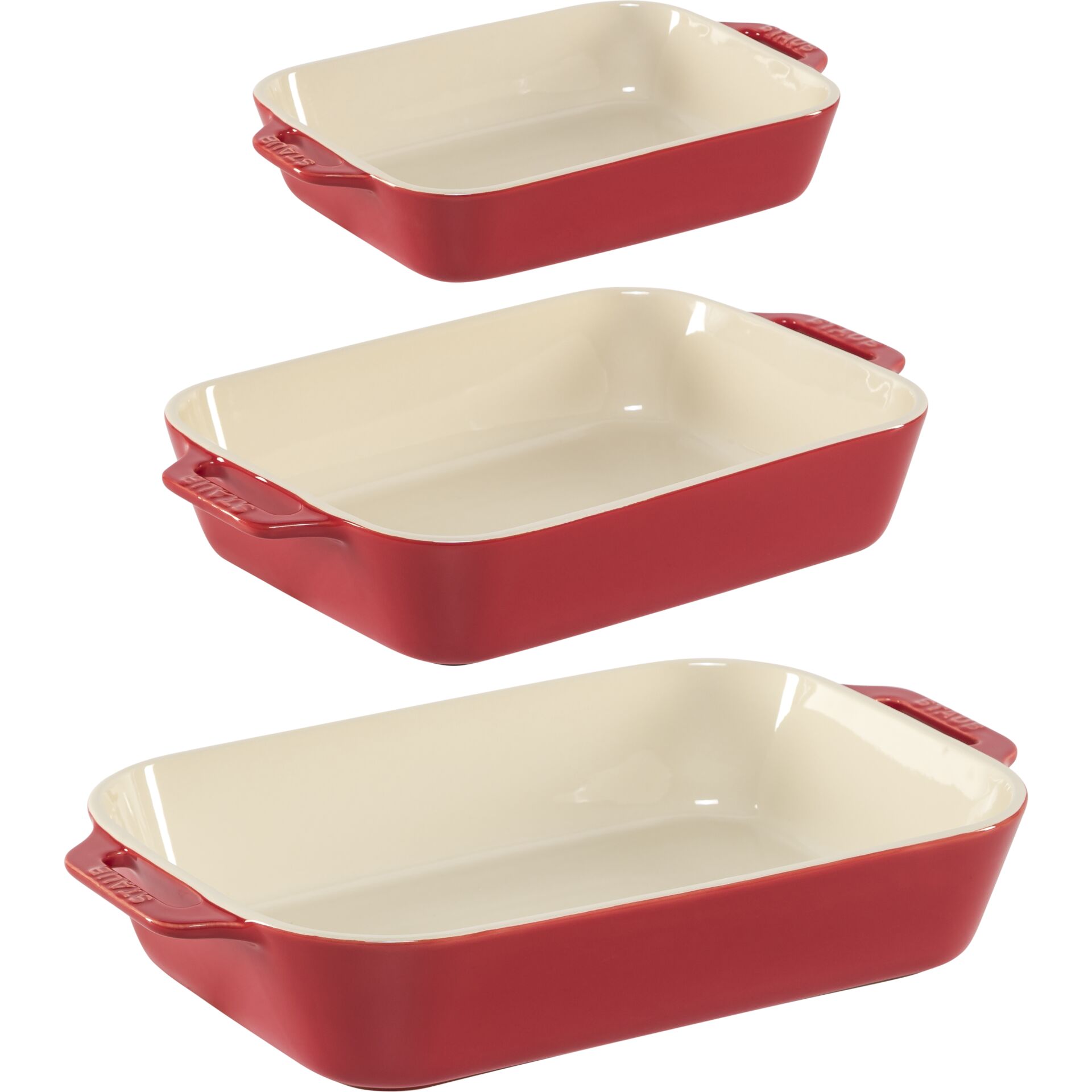 Staub Ofenformenset 3-tlg.  Keramik, rechteckig, kirsch-rot