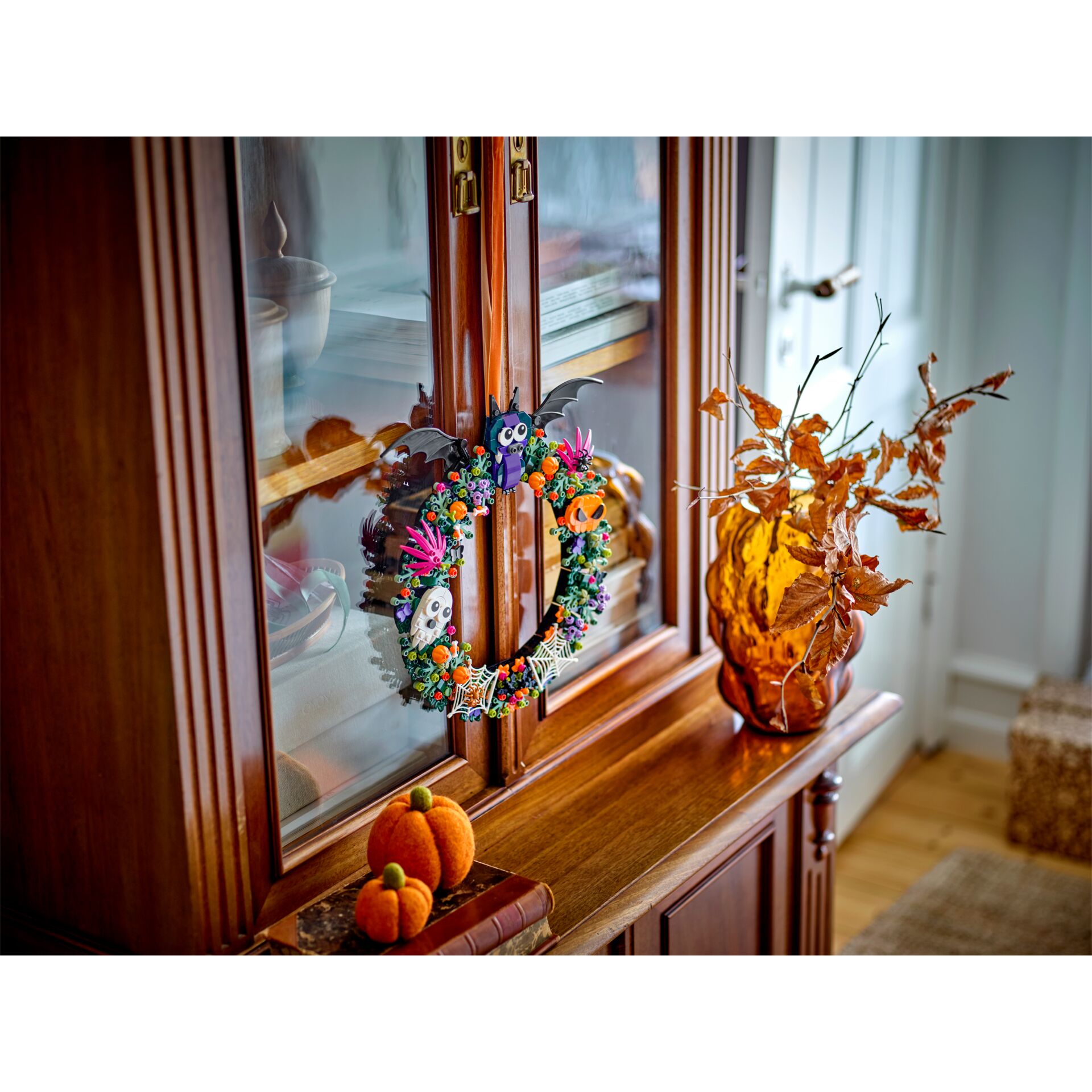 Halloween Kranz, Tropenstil Kranz, Dekorationskranz, Herbstkürbis, Fensterdekoration