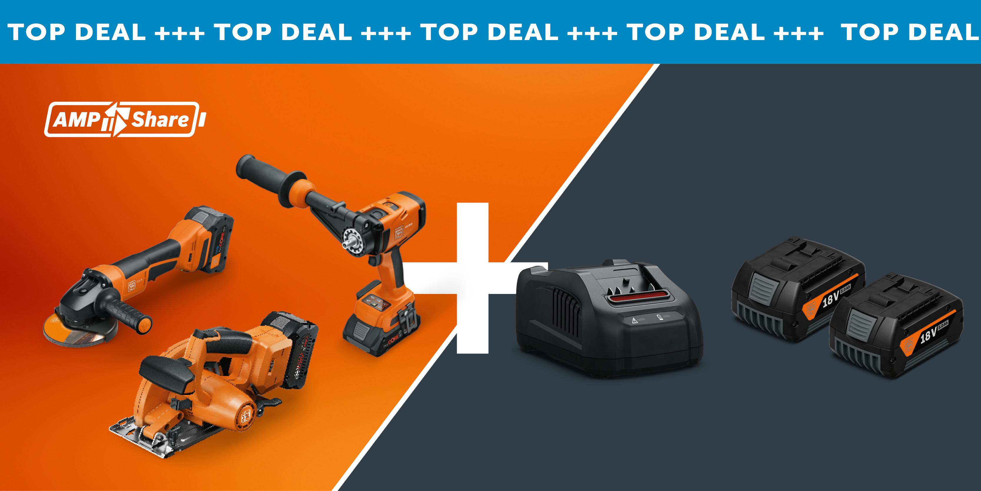 Akku-Bohrmaschine, Akku-Schleifer, Akku-Kit, Ladegerät, Batterien 18V