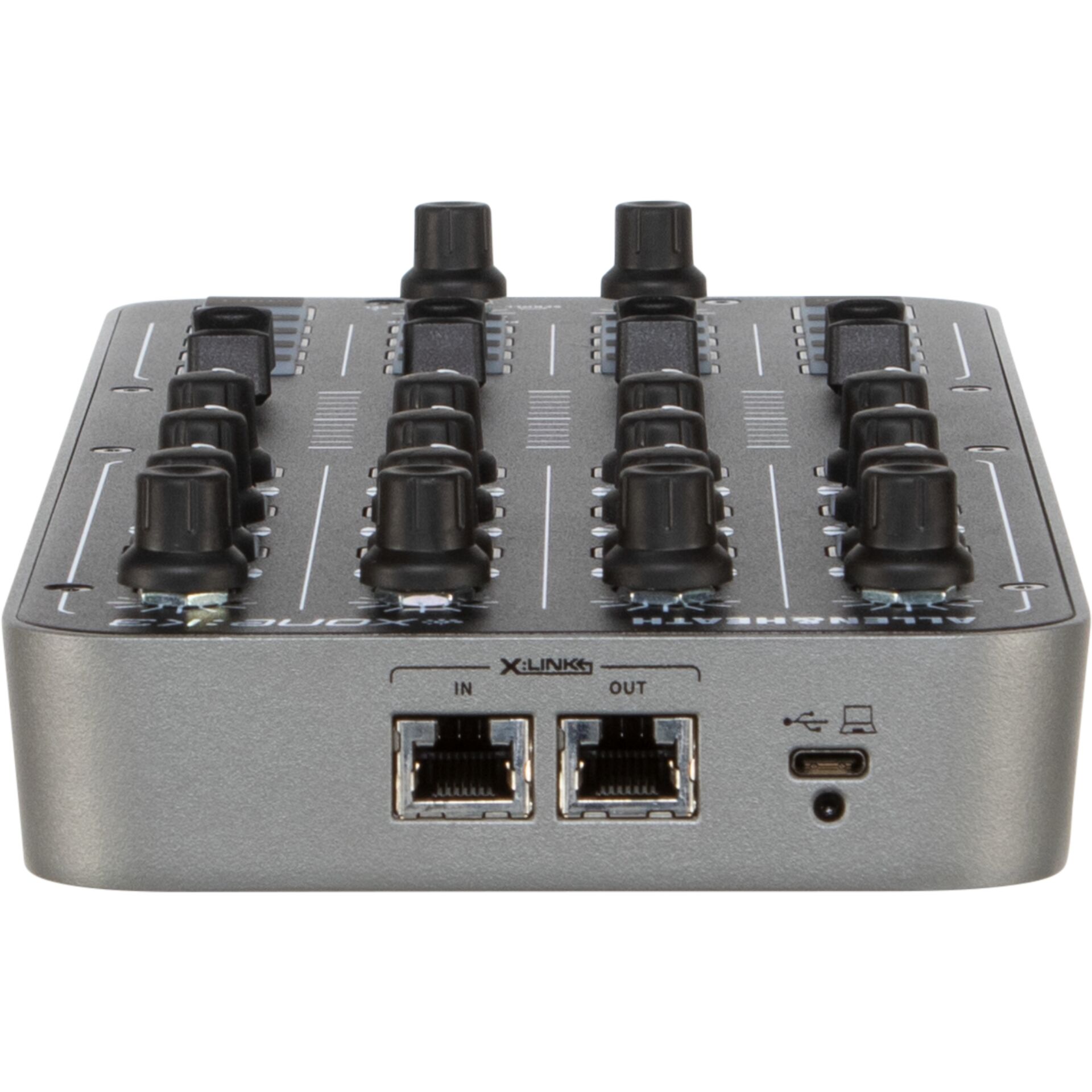 Audio-Mixer, Knopfregler, USB-C, Ethernet-Anschlüsse, Kompakte Bedienoberfläche