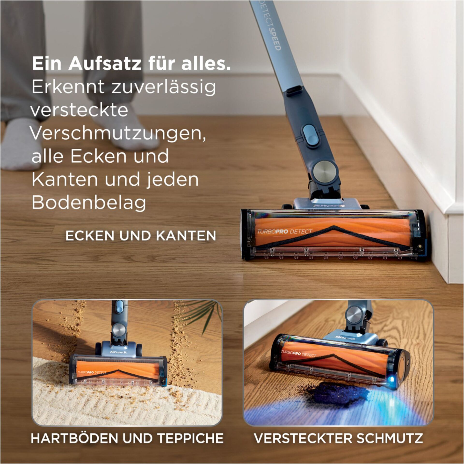 Stielstaubsauger, Bodenreinigung, Kunststoffteil, Rollenbürste, Turbolöser-Detektor