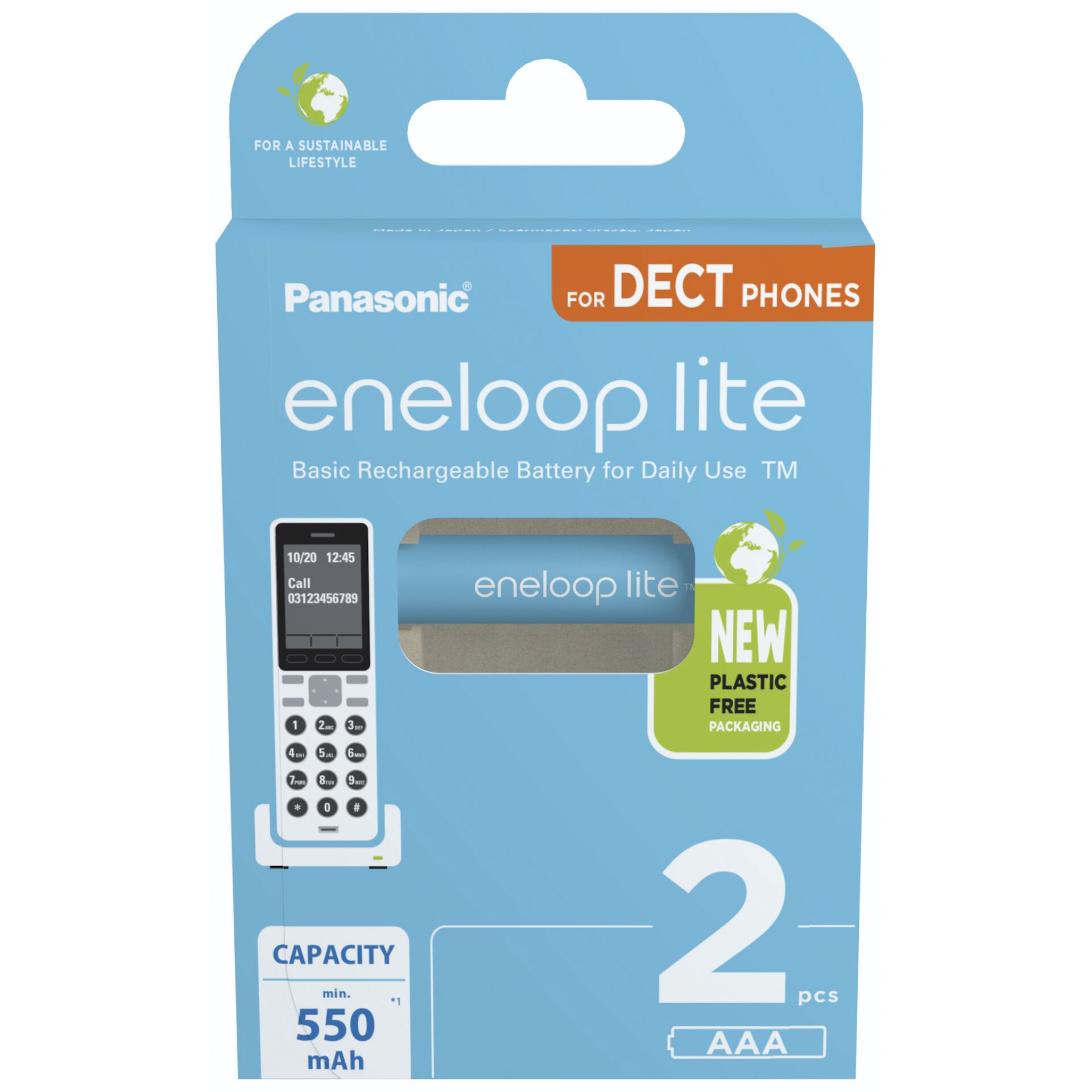 1x2 Panasonic Eneloop lite Micro  550mAh AAA DECT     BK-4LCCE/2DE