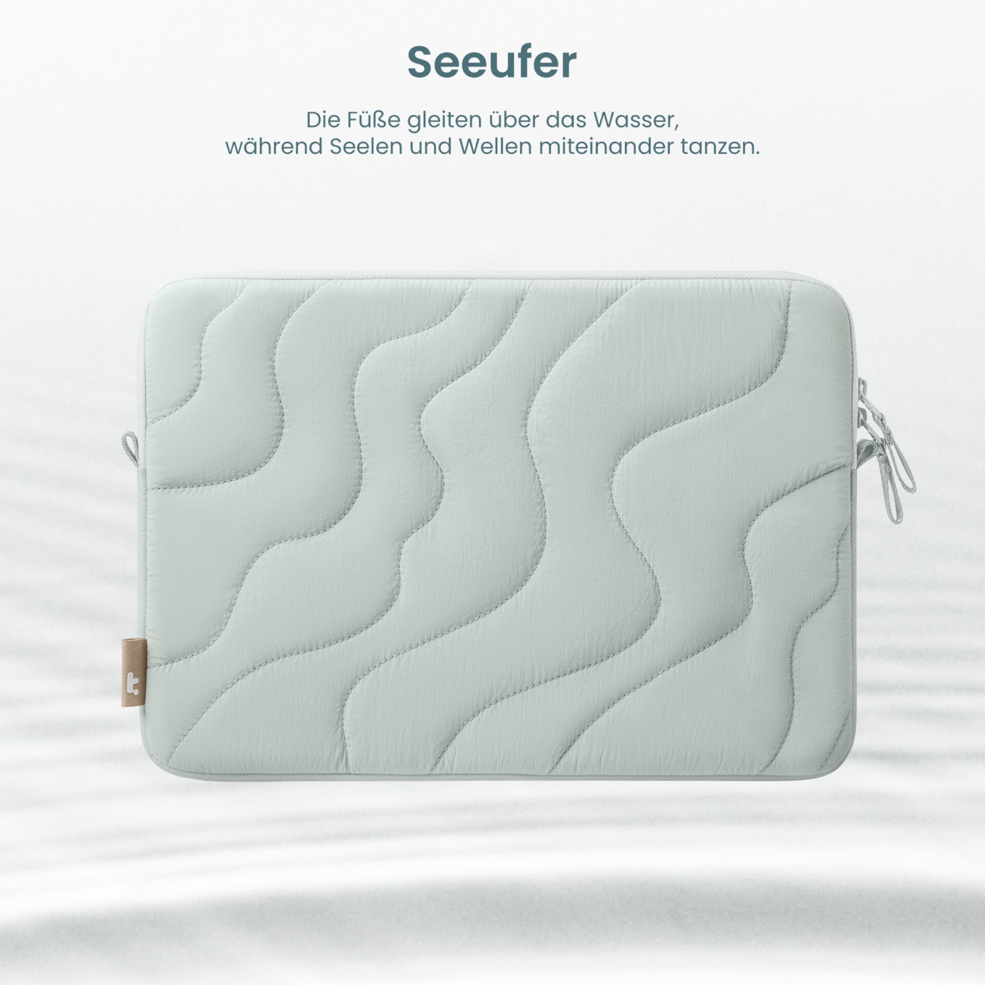 kosmetiktasche, Kissen, hellblau, Wellenmuster, Reißverschluss