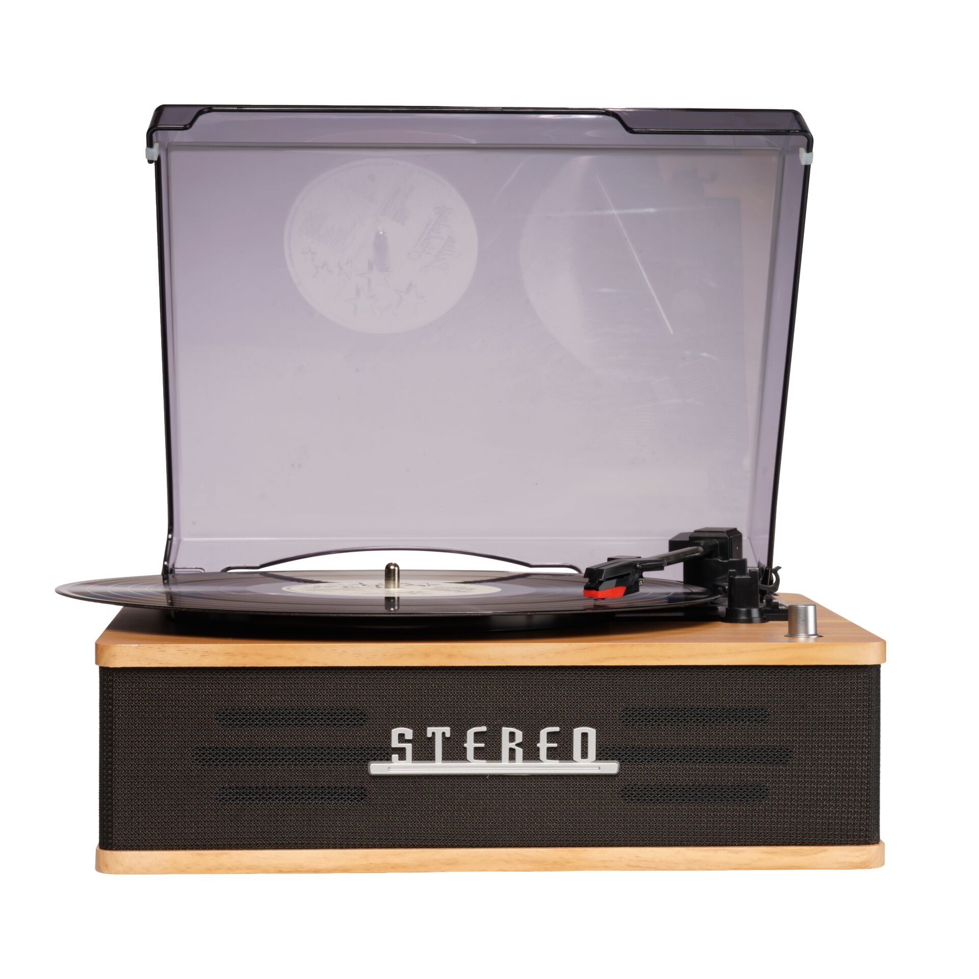 Plattenspieler, Turntable, Vinyltisch, Holzoptik, Lautsprecherfront