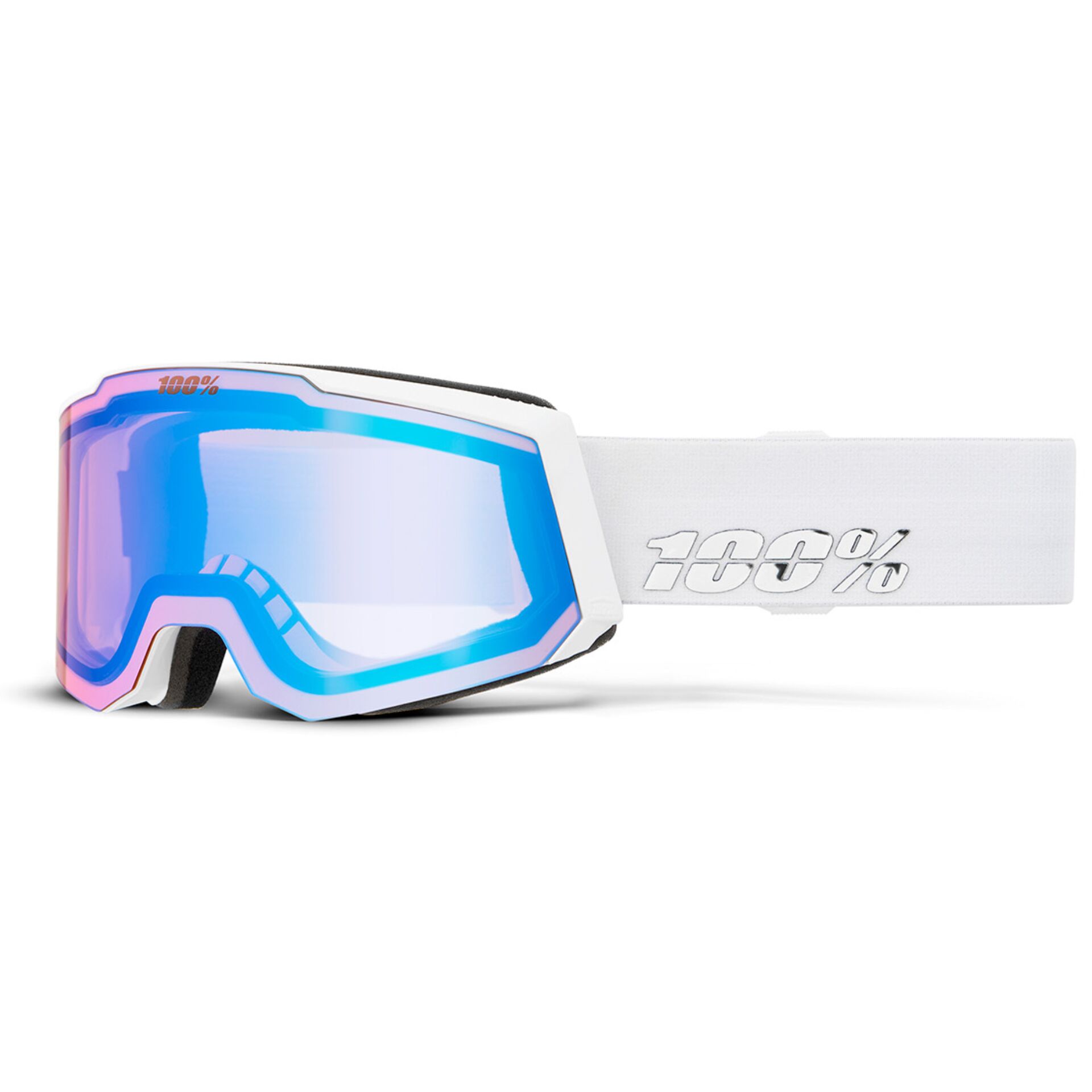 Schneebrille, Schutzbrille, Gläser, Weiße Band, 100% Marke
