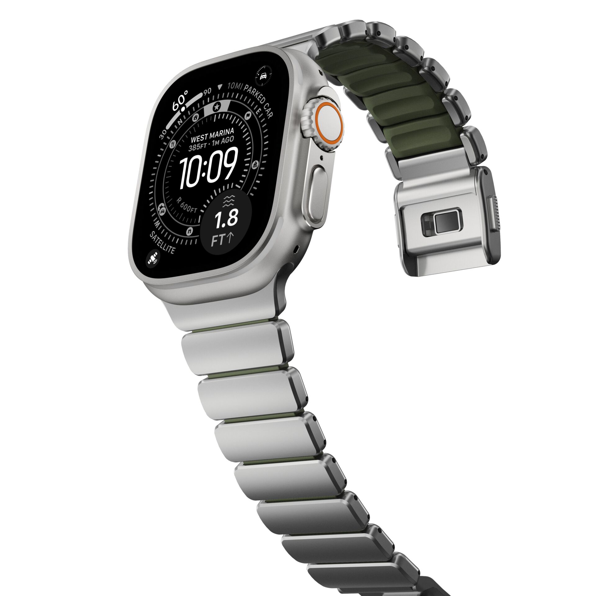 Smartwatch, Metallband, Digitale Anzeige, Quadratische Anzeige, Edelstahl