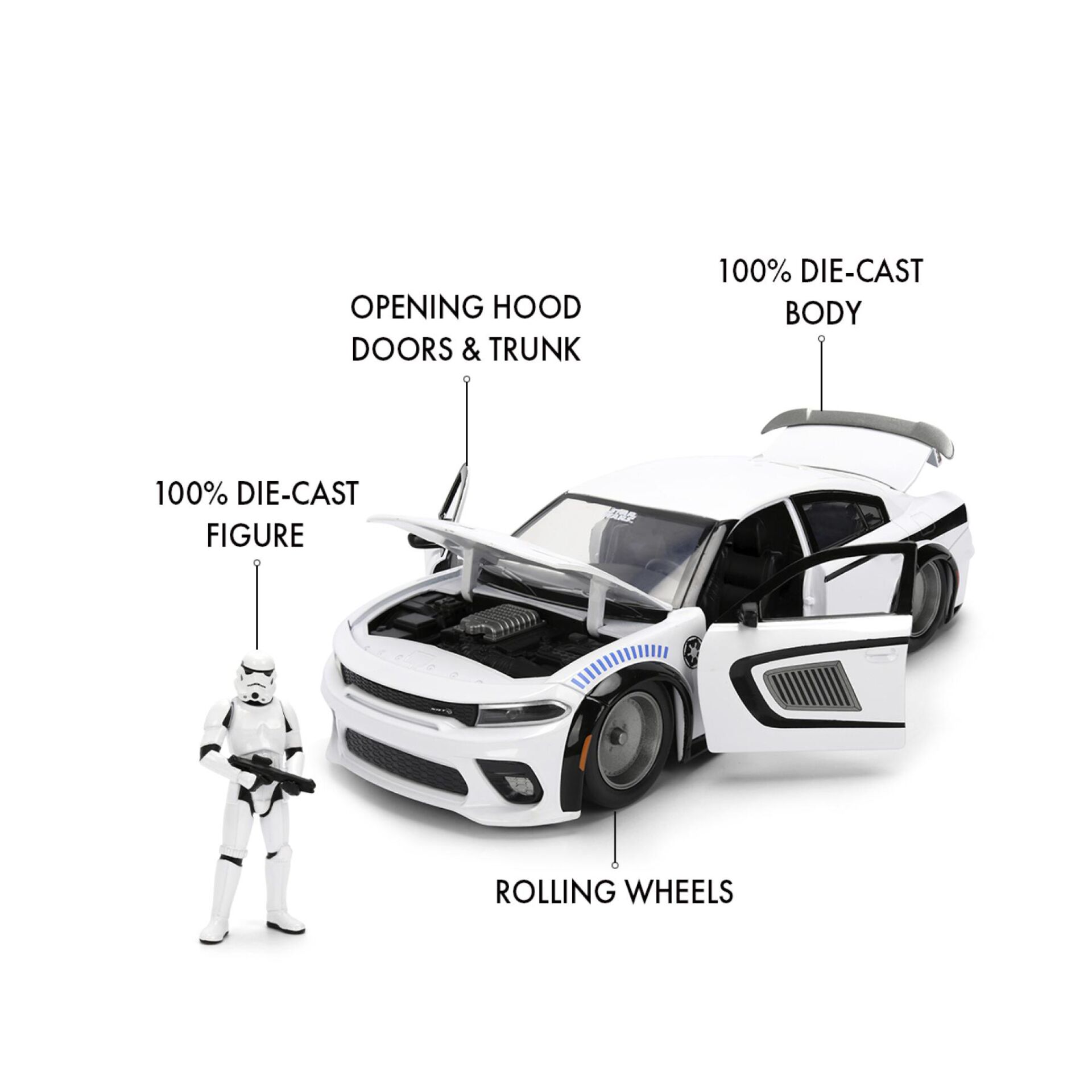 Spielzeugauto, Die-Cast, Unglaublich detail, Klappbare Motorhaube, Rollenräder