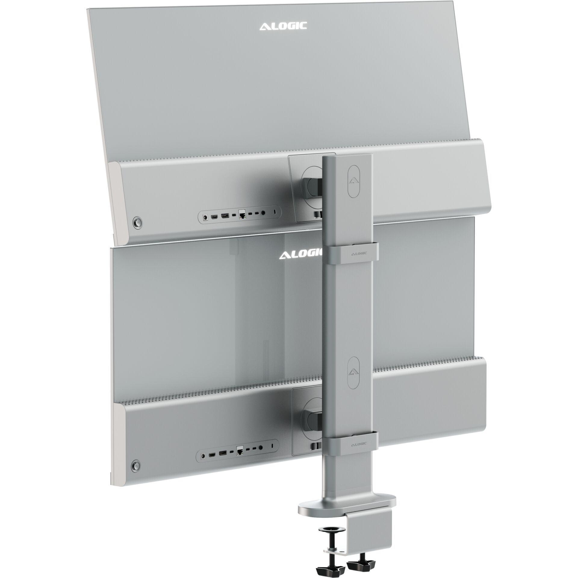monitor, doppelmonitor-arm, verstellbar, silber, VESA-Halterung