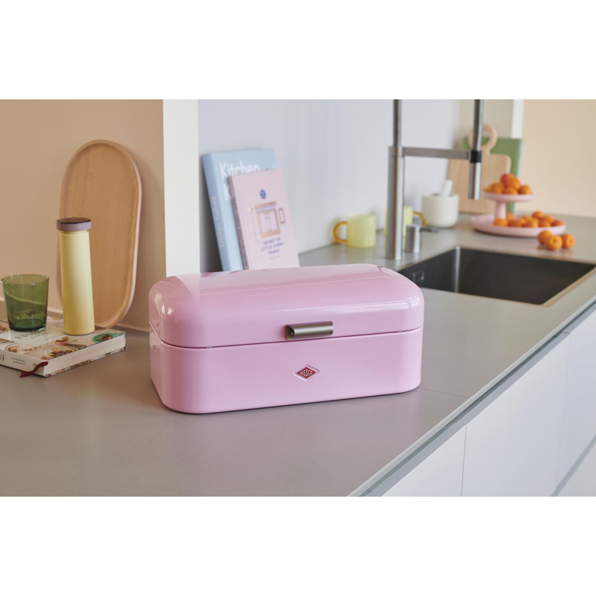 kitchen box, pink appliance, retro lunchbox, metallischer fall, kompakte aufbewahrung
