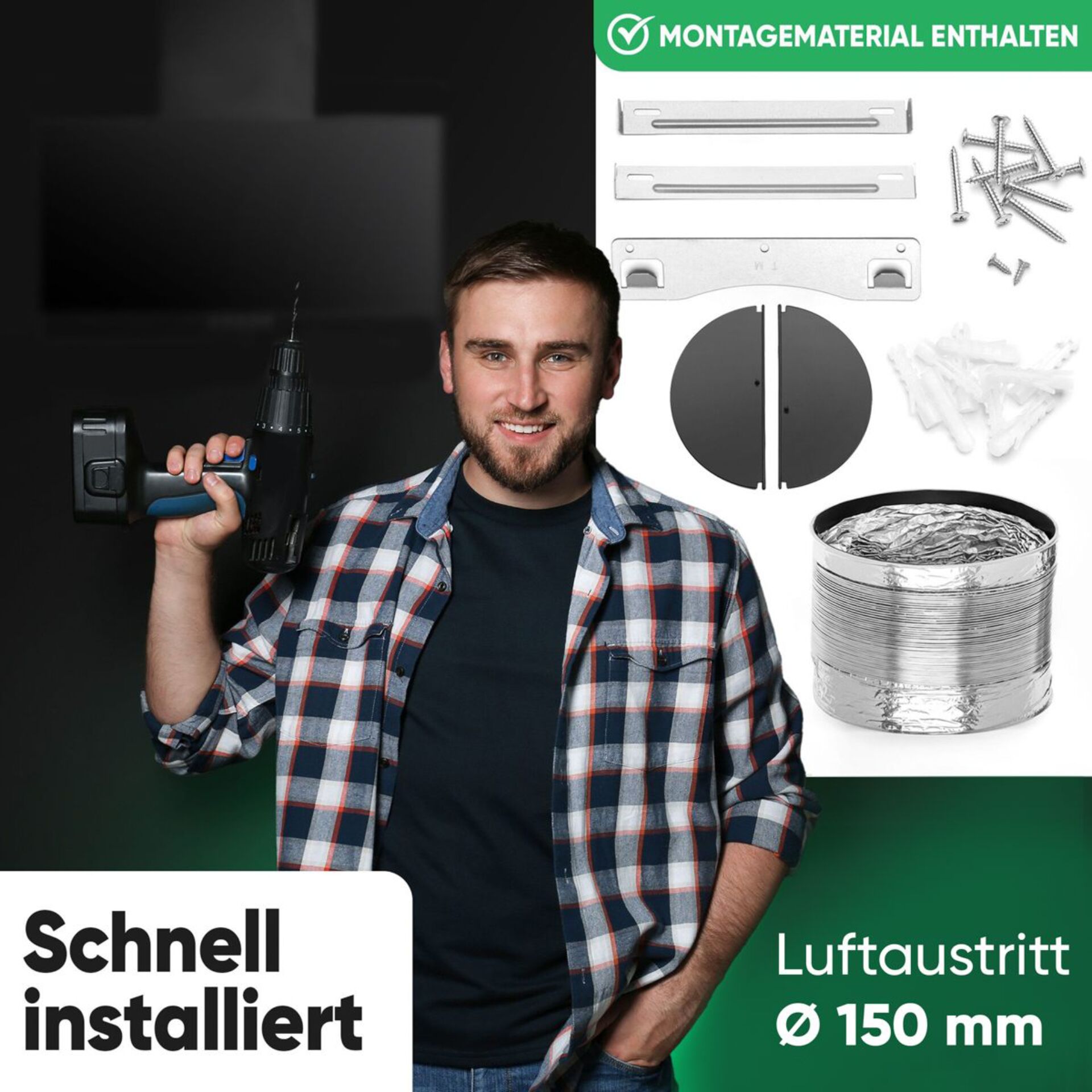 Schraubendreher, Drahtgewebe-Installation, Luftausstritt-Ø150mm, Montagematerial, Drahtband-Verkleidung