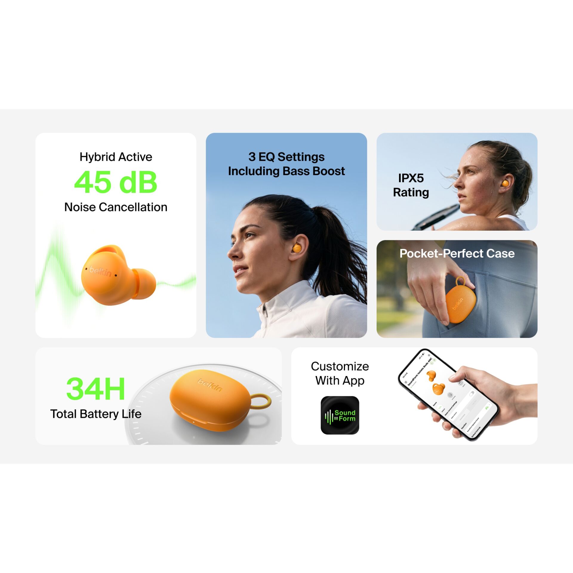 In-Ear, Ohrstöpsel, Orange, Drahtlos, Etui