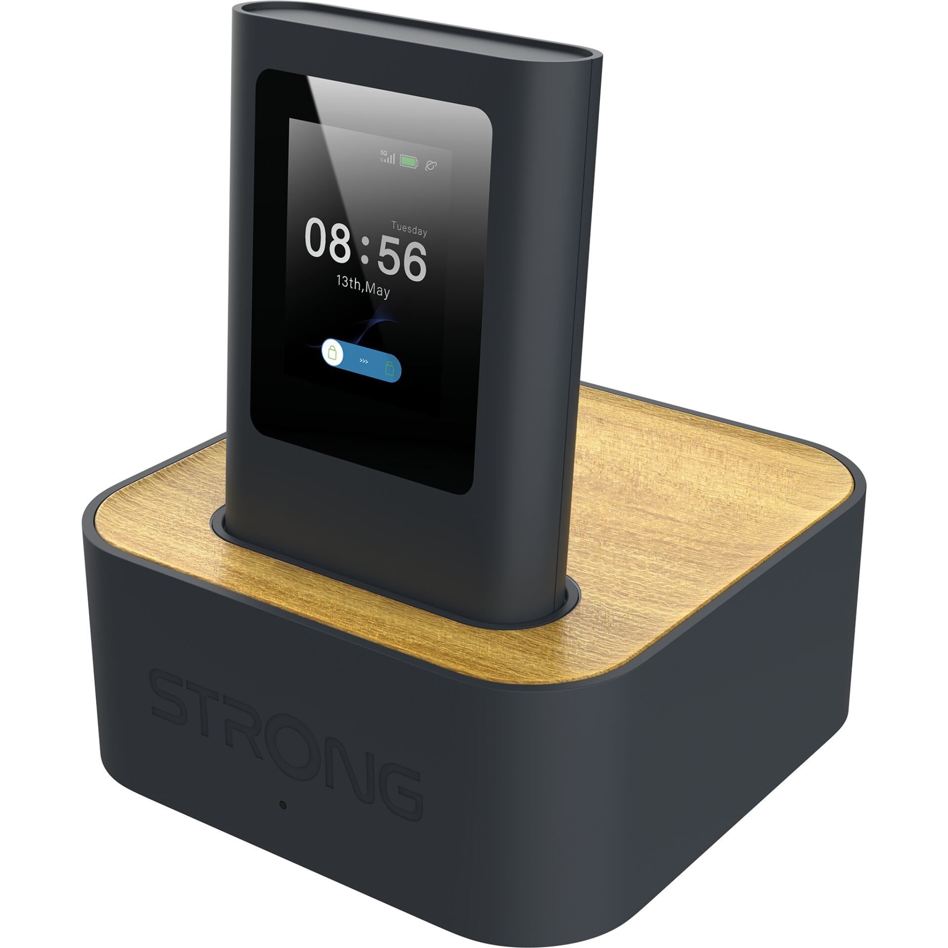Smartwatch, Ladeset, Holzoberfläche, Touchscreen, Ladehalterung