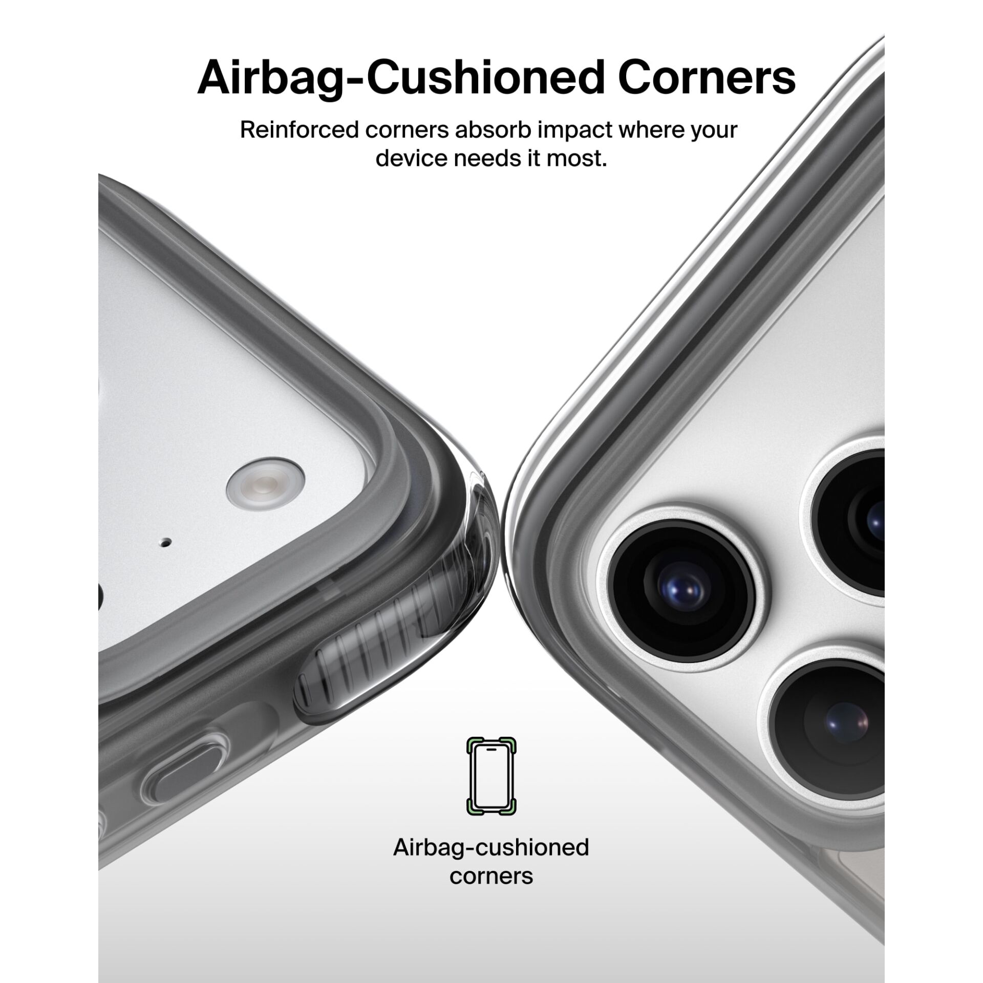 Airbag, Cushioned corners, Phone case, Corner protection, Triple camera