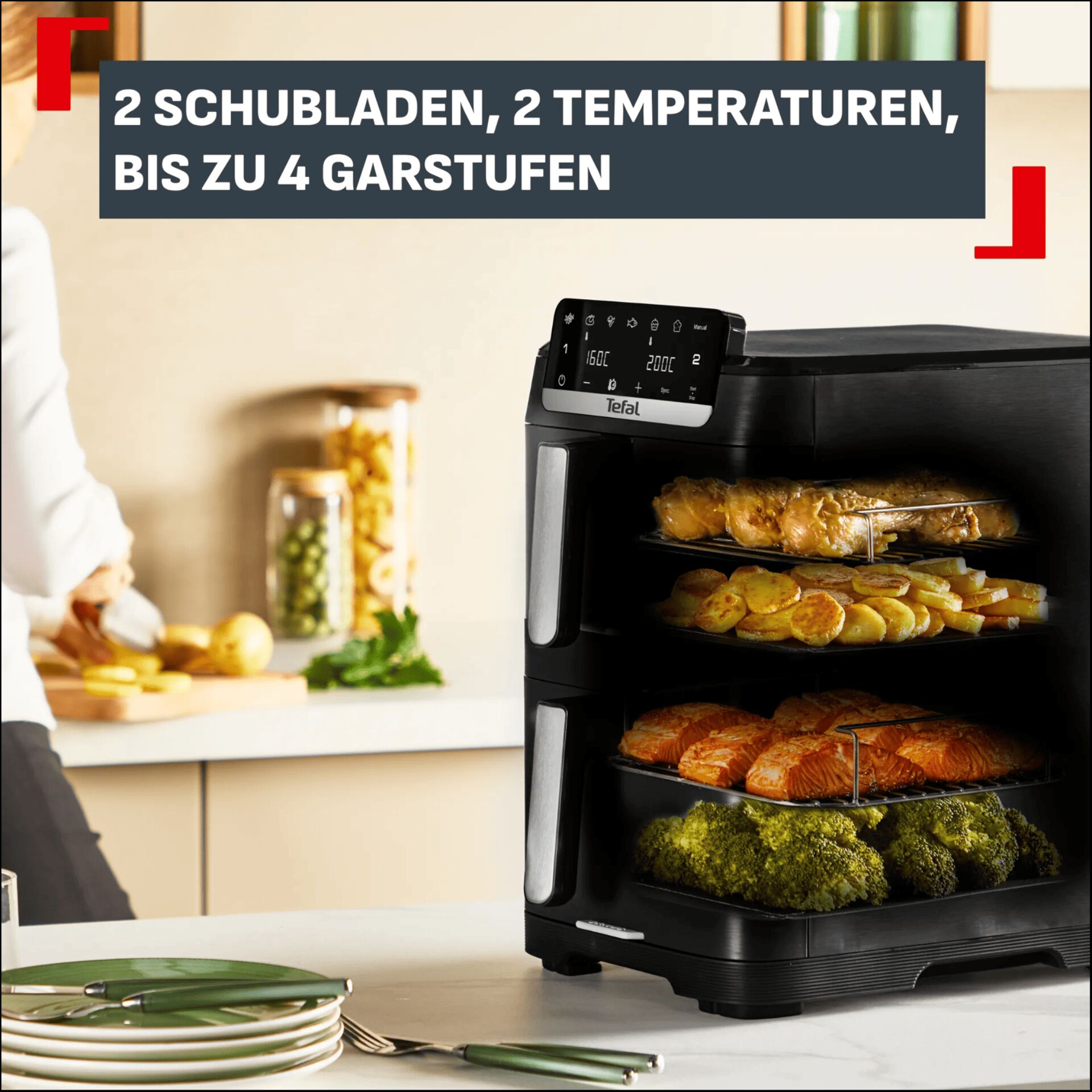 Backofen, Heißluftofen, Gemüse, Hähnchen, Braten