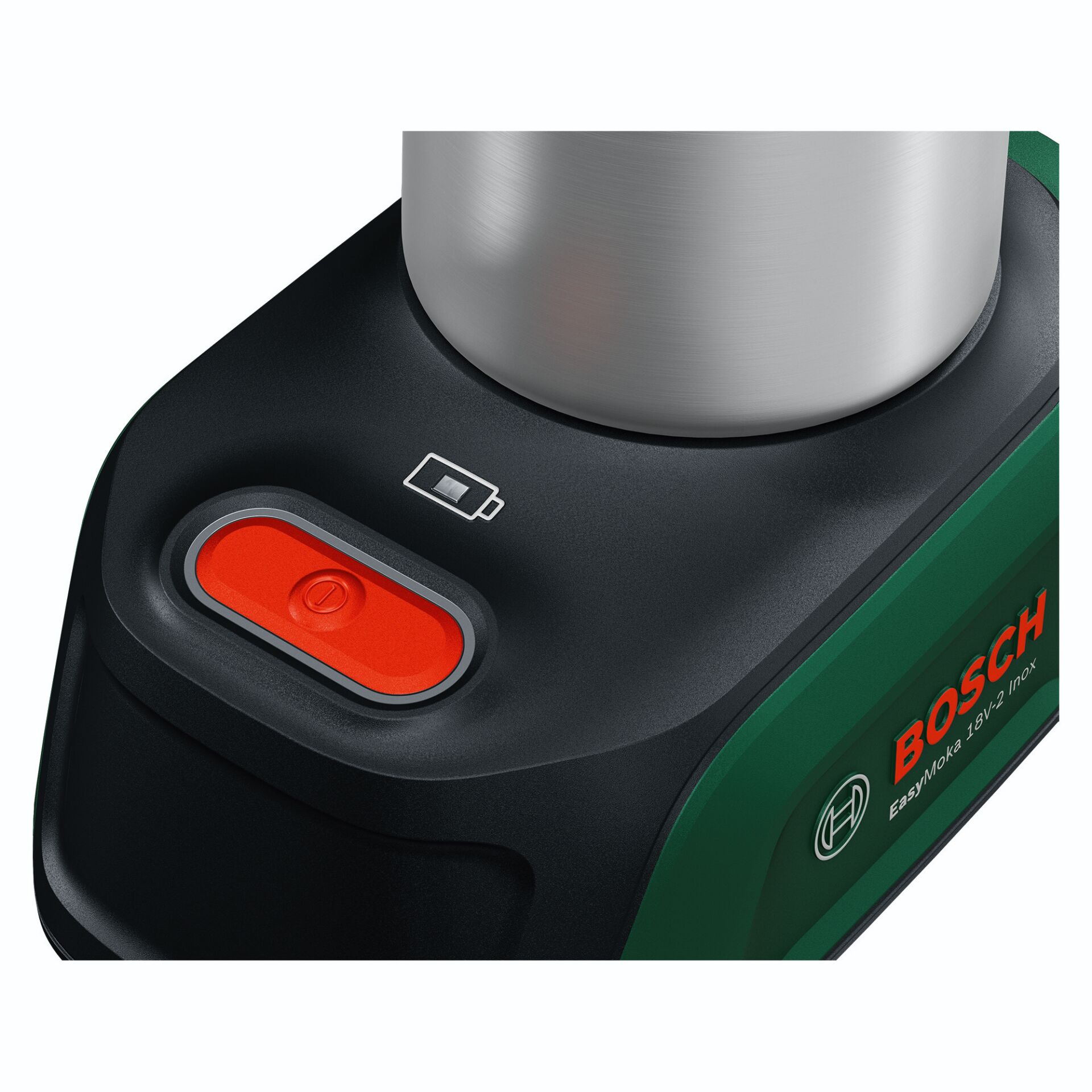 Druckminderer, Kaffeemaschinenzubehör, Rote Einschalttaste, Bosch EasyMoka 18V 2x, Betriebsfläche
