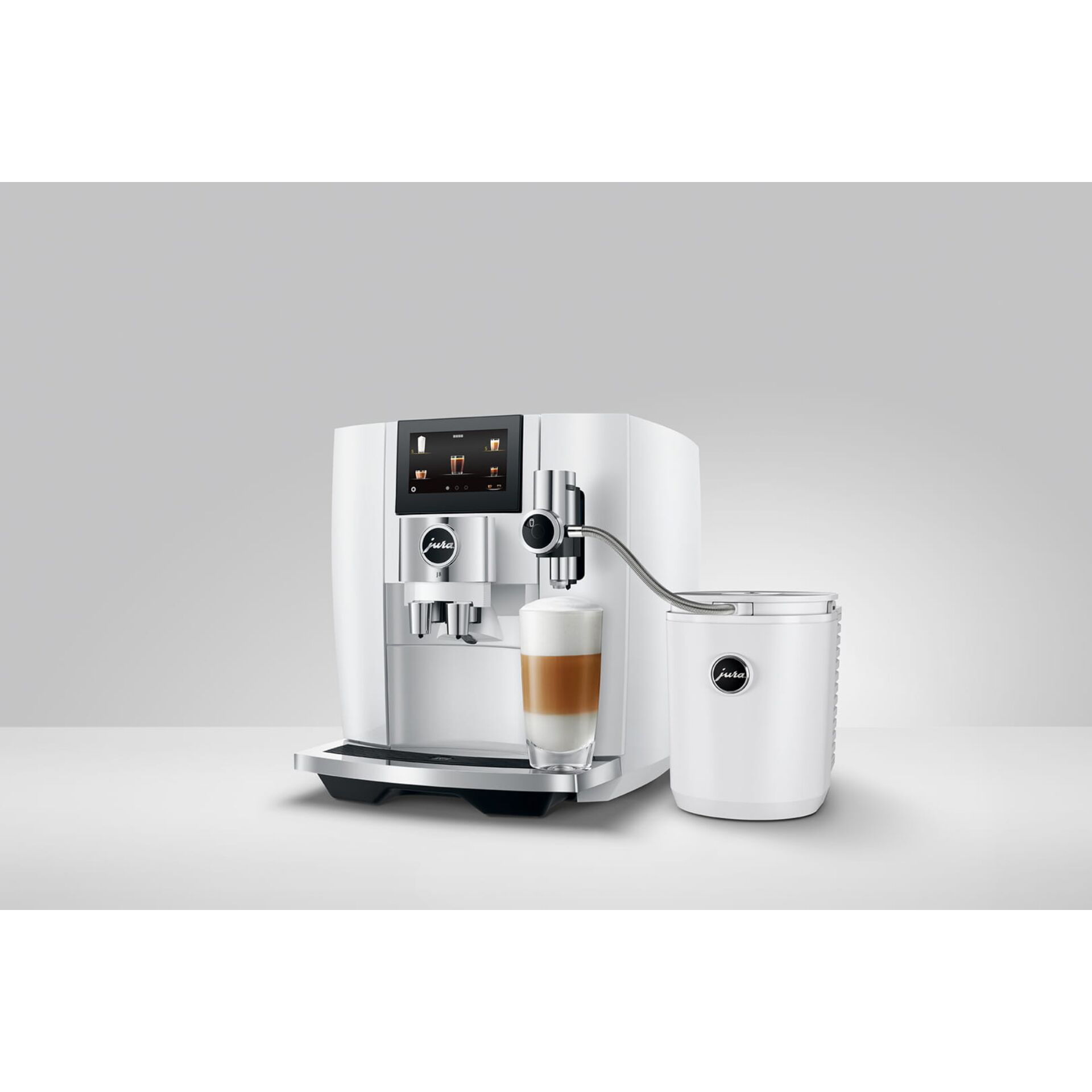 Kaffeemaschine, Espressomaschine, Milchschaumbehälter, Kaffeegetränk, Weißes Gerät