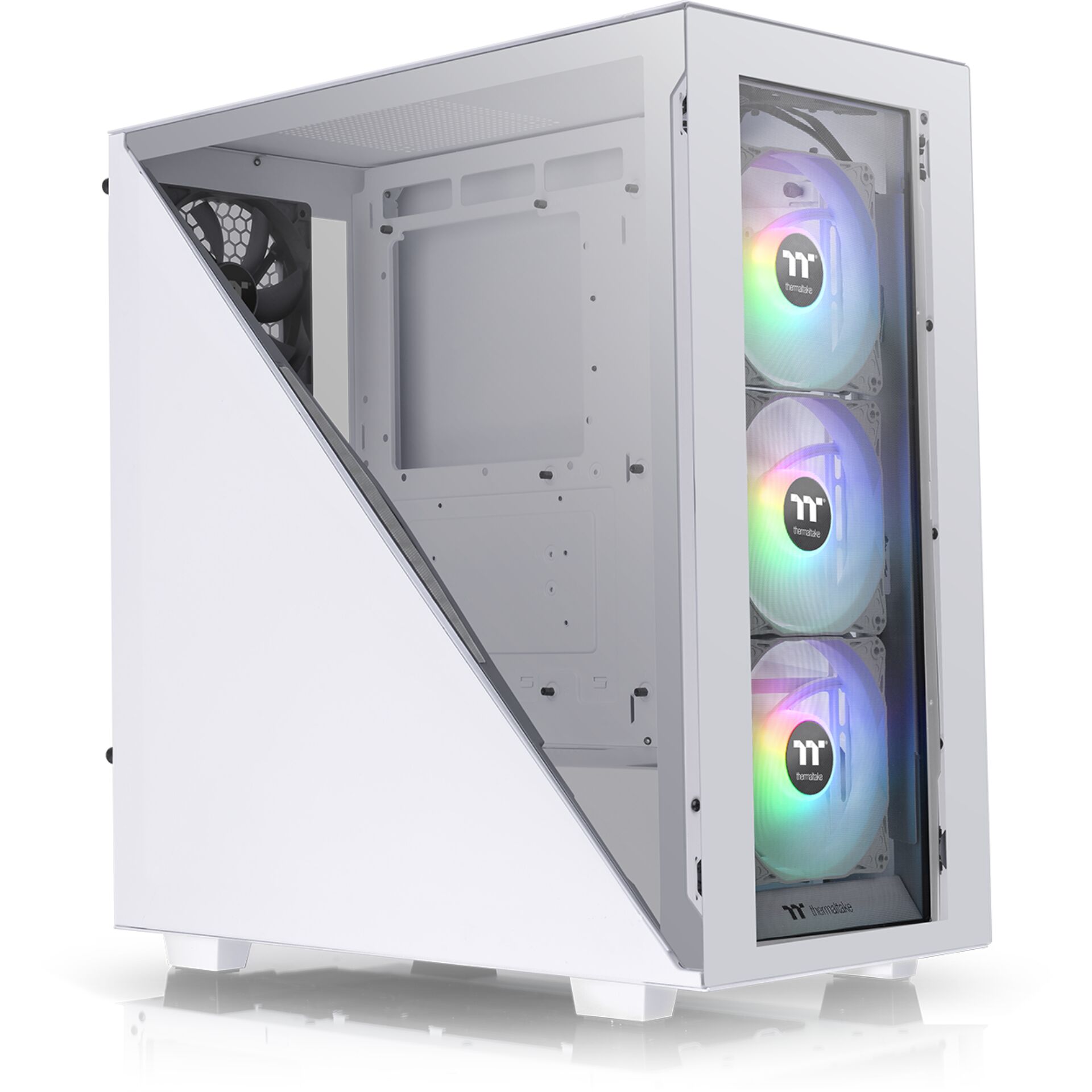 PC-Gehäuse, Midi-Tower, RGB-Lüfter, 3x 120mm, seitiges Glas?