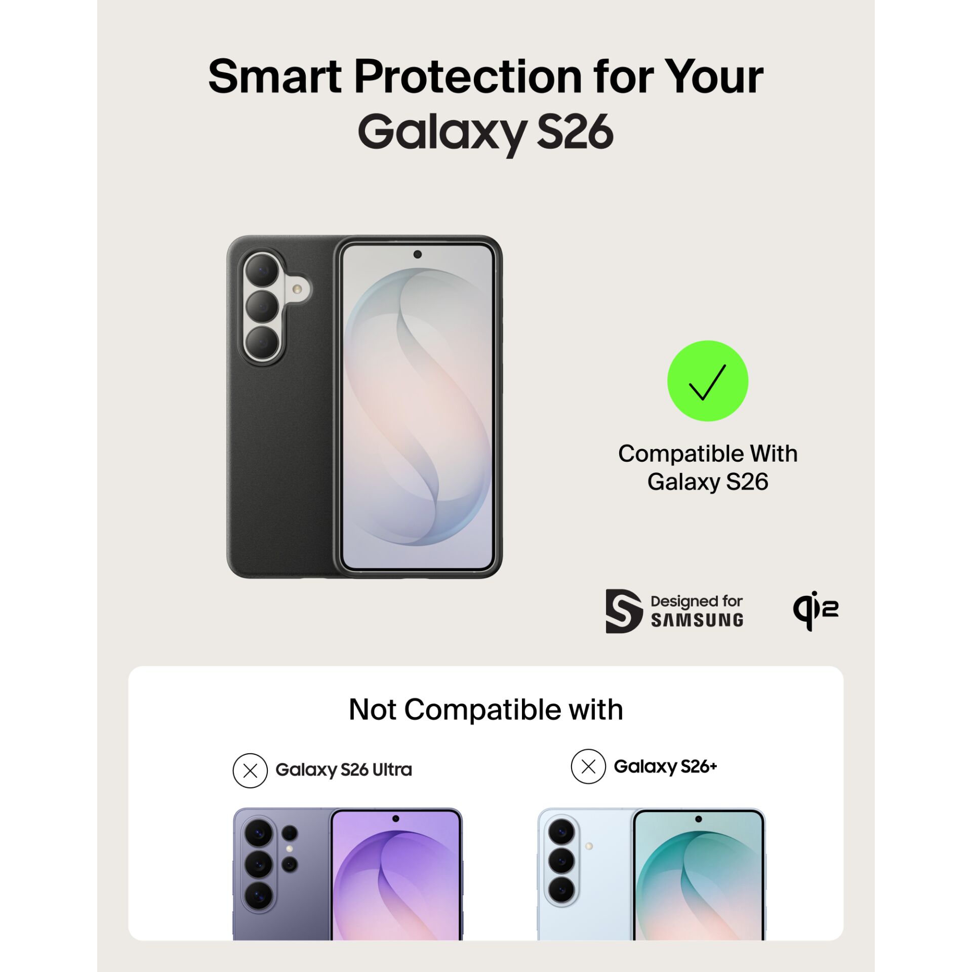 smartphone, hülle, rückseite, schwarz, galaxy s26
