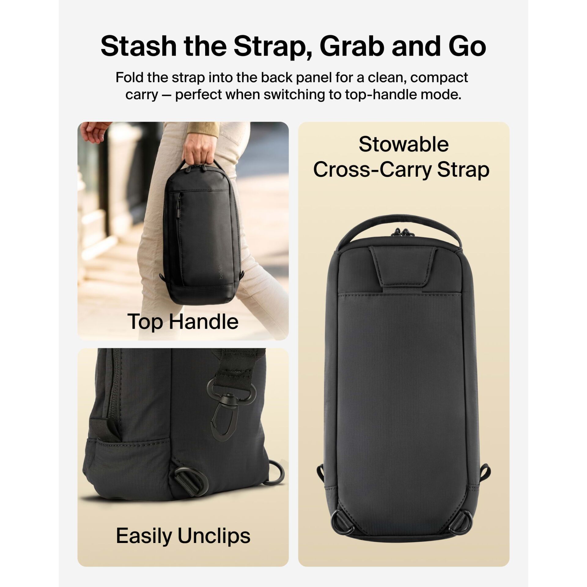 Rucksack, Rucksack Schulter, Top Handle, Einstellbar, Unclipbar