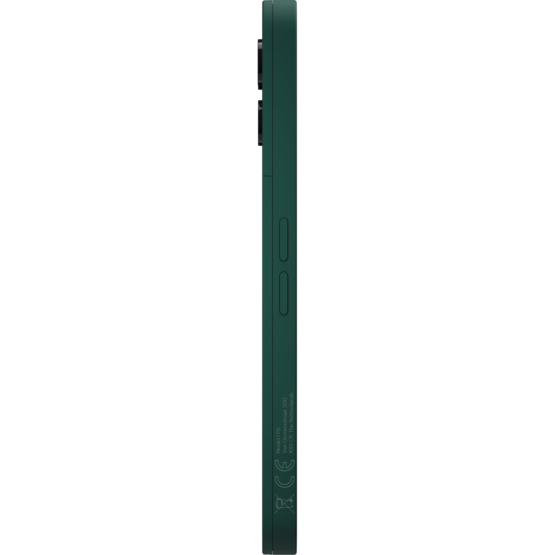 Smartphone-Design, Slim Profile, Green Color, Side View, Buttons visible