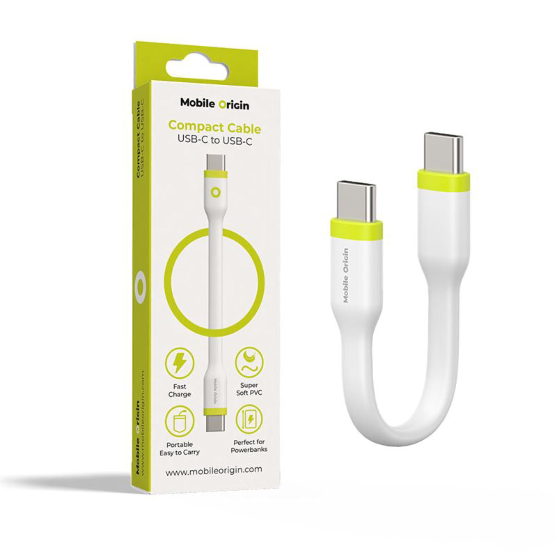 USB-C Kabel, Kompakt Kabel, Weißes Kabel, Schnellladung, PVC Kabel