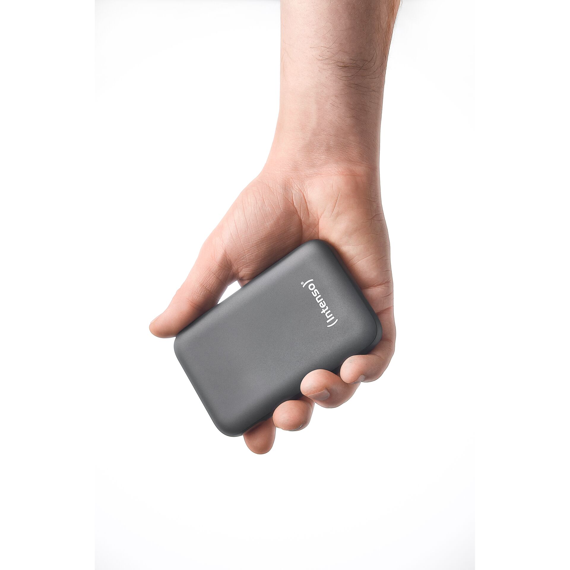 portabler SSD, externes Laufwerk, grau, handheld, kompakt