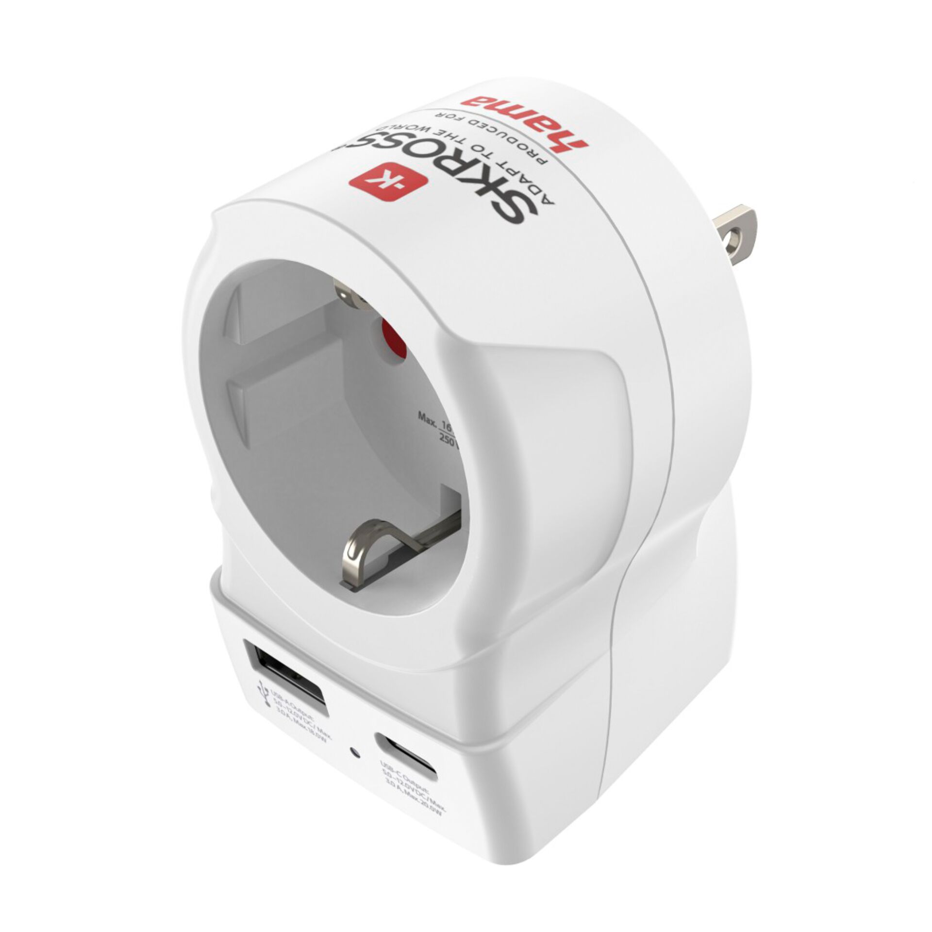 Steckdosenadapter, USB-C, USB-A, Europastecker, Multifunktionsstecker