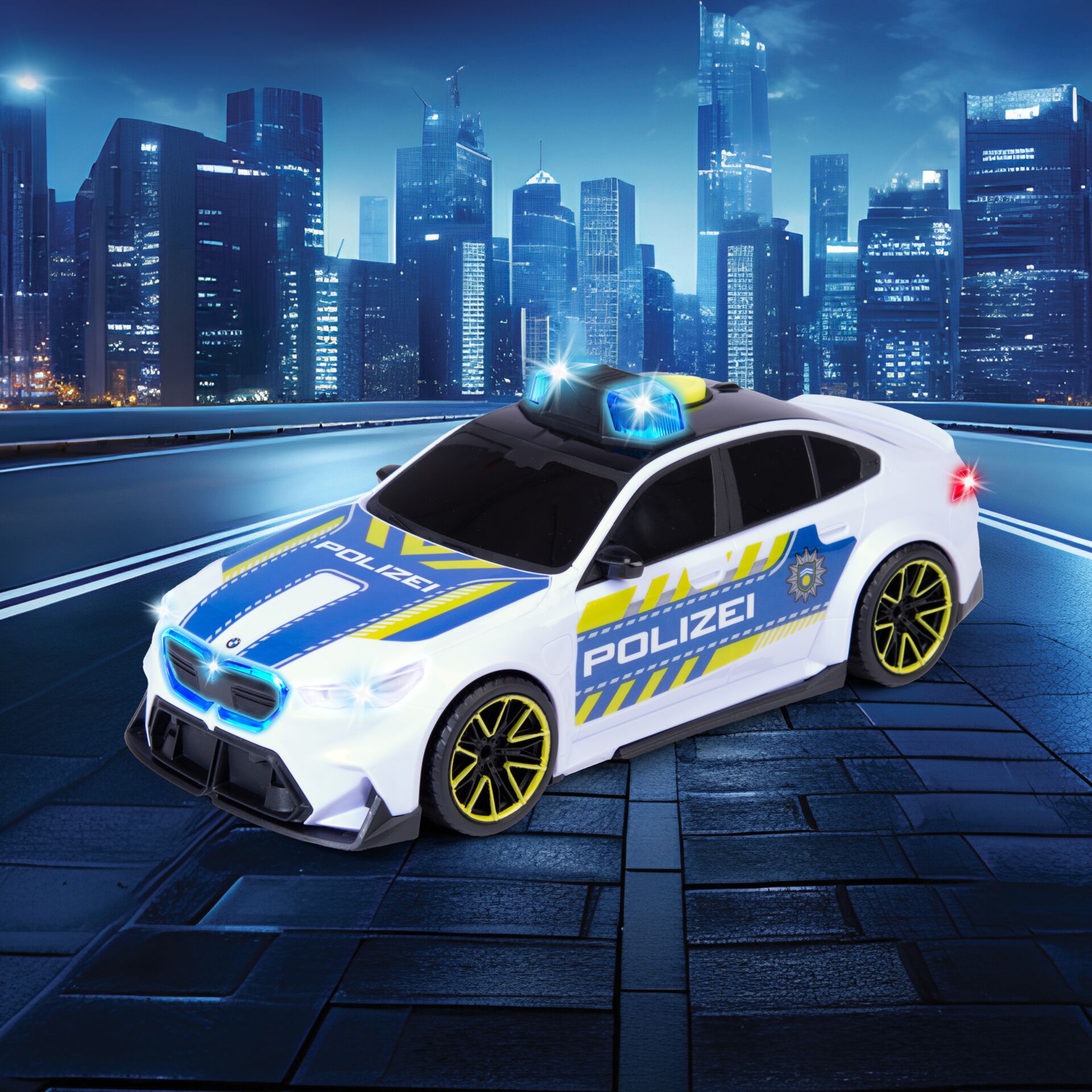 Polizei Auto, Polizeiauto, Streifenwagen, Blue Lights, Gelbe Felgen