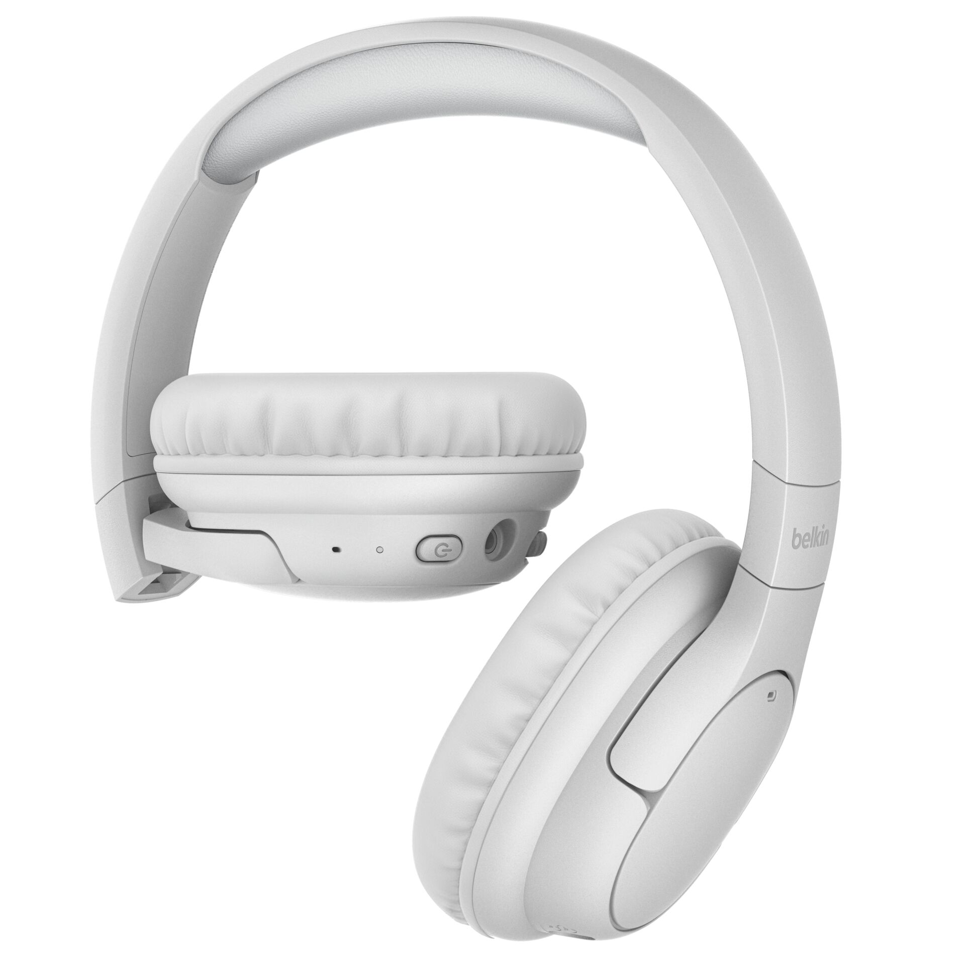 kopfhörer, over-ear, drahtlos, weißer, lederoptik