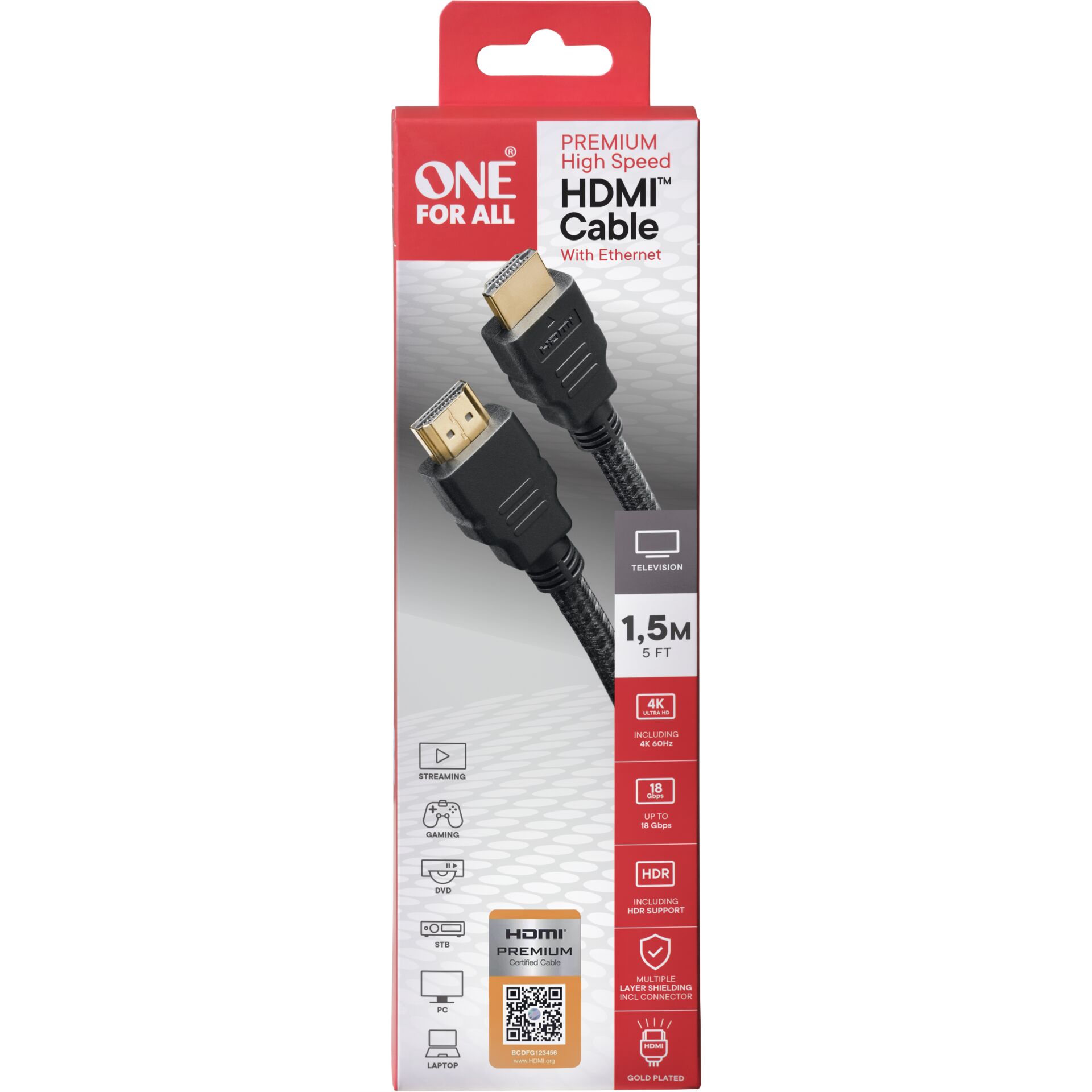 HDMI-Kabel, High Speed, Gold-plated, HDMI-Kabel, 4K-Unterstützung