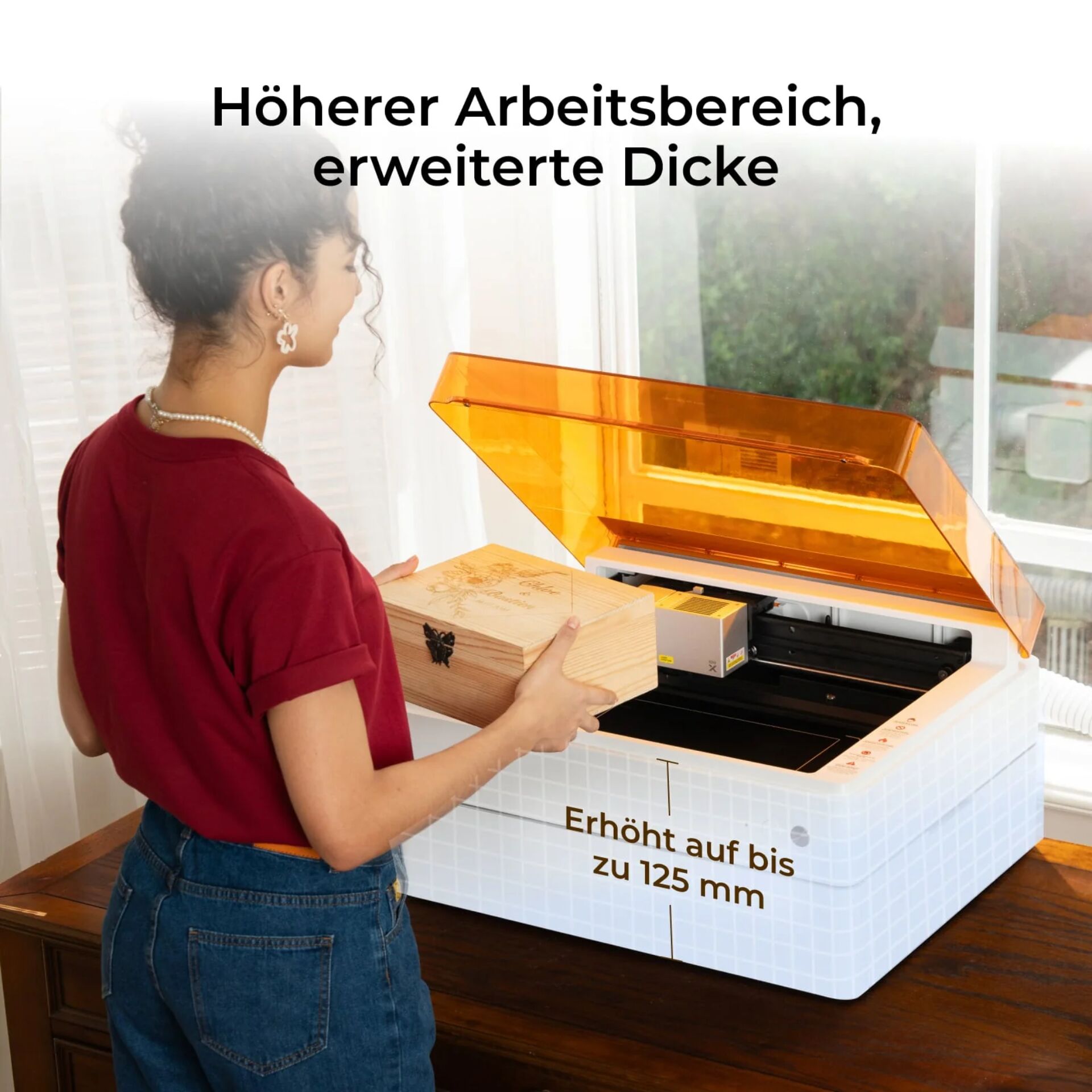 Schneideplotter, Präzisionsplotter, Laserplotter, Holzbox, 125 mm höhenverstellbar