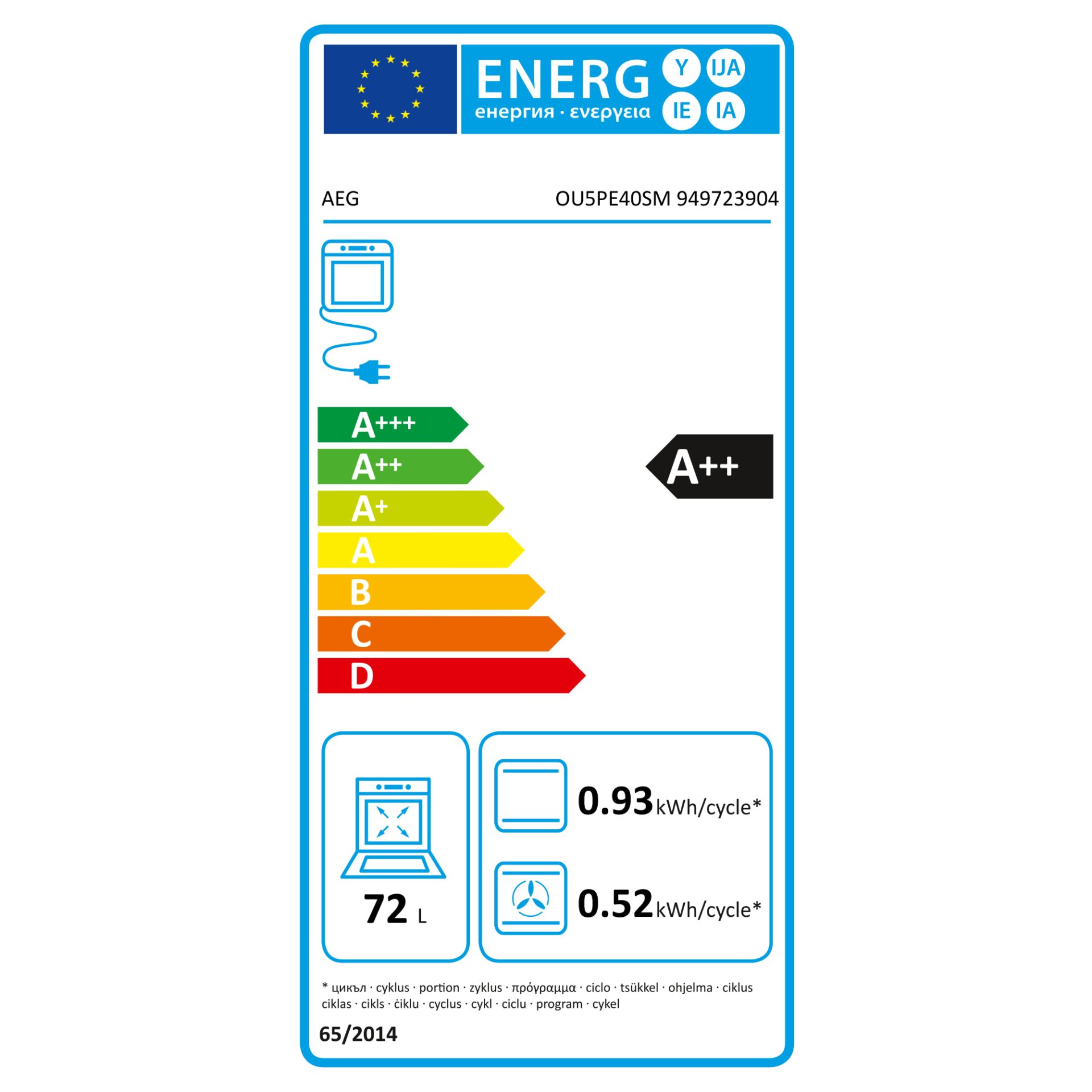 AEG KOMBI3026P  Herd-Set Pyrolyse – Energieeffizienzklasse A++